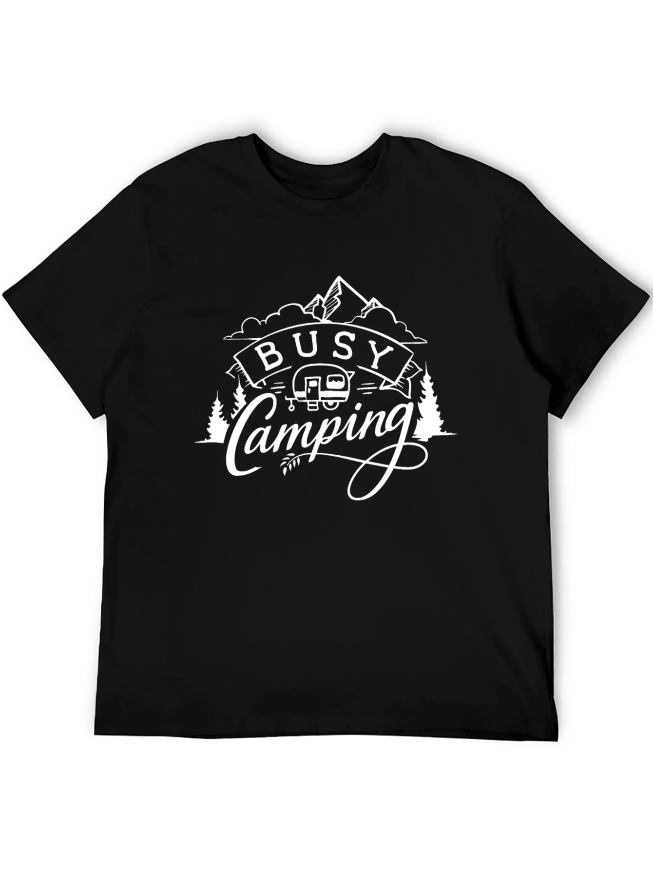 Busy Camping Black T-Shirt - Outdoor Adventure