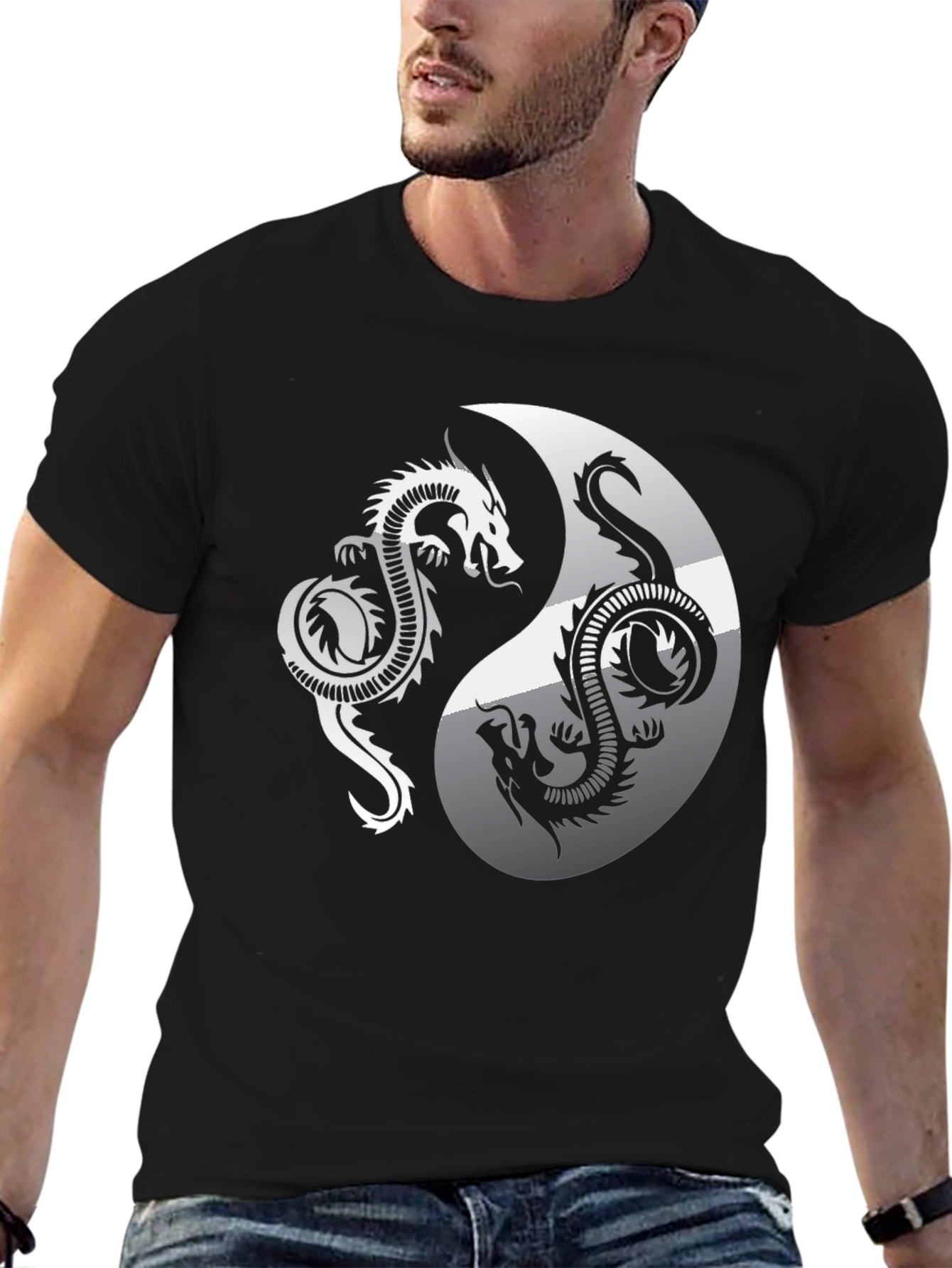 Yin Yang Dragon Graphic Tee - Balance & Style