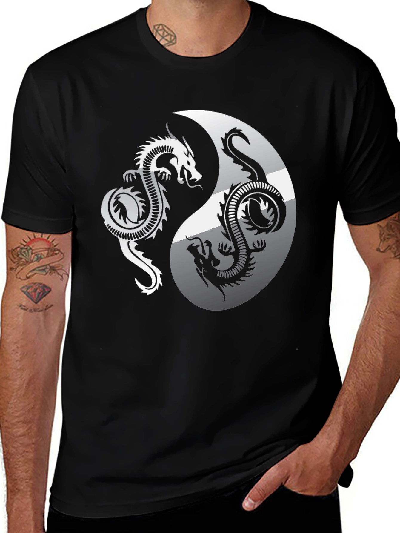 Yin Yang Dragon Graphic Tee - Balance & Style