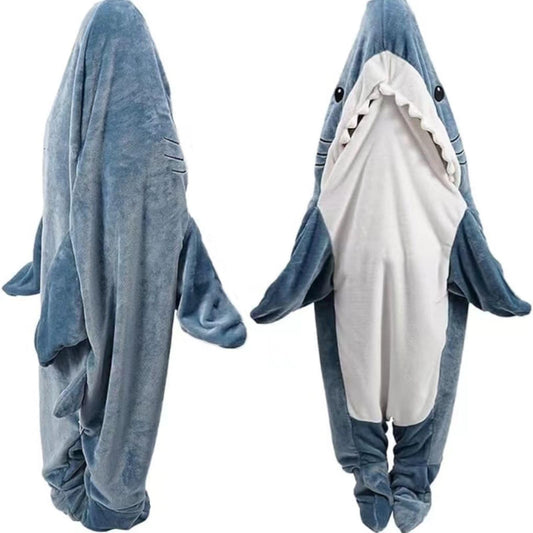 Yelajoy Shark Blanket Hoodie, Flannel Shark Onesie Wearable Blanket Soft Cozy Shark Blanket Hoodie Onesie, Funny Shark Costume Sleeping Bag Shark Onesie for Adult Cartoon Shark Hoodie