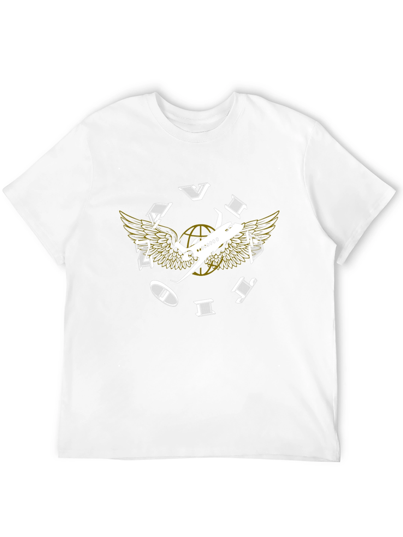 Aviation Globe Wings Black T-Shirt