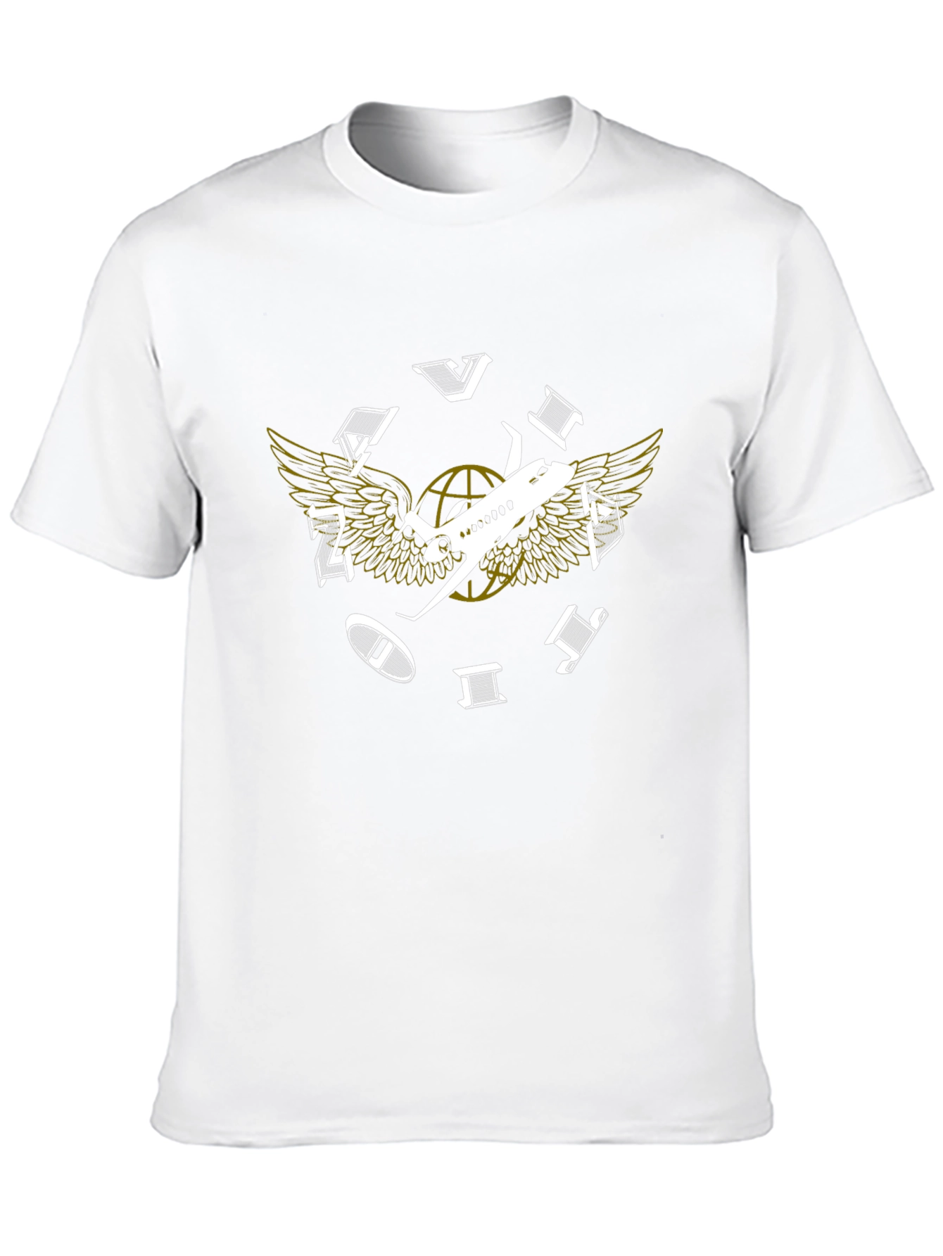 Aviation Globe Wings Black T-Shirt