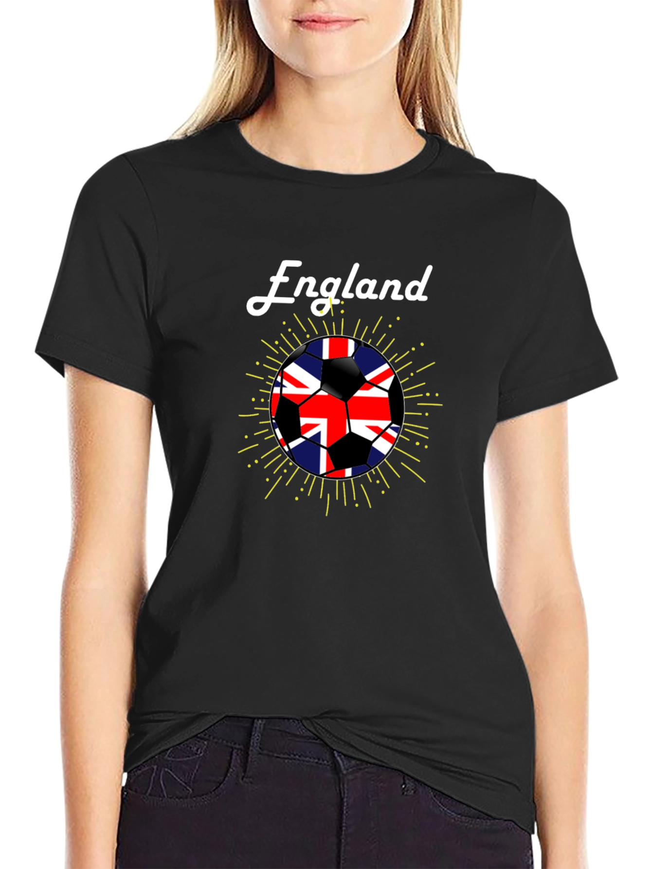 England Soccer Flag Black T-Shirt