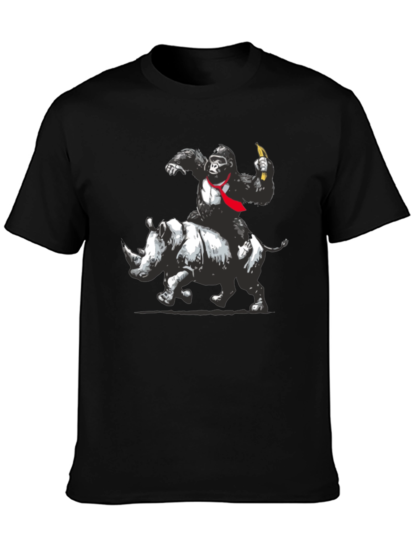 Gorilla Riding Rhino Graphic Tee - Black