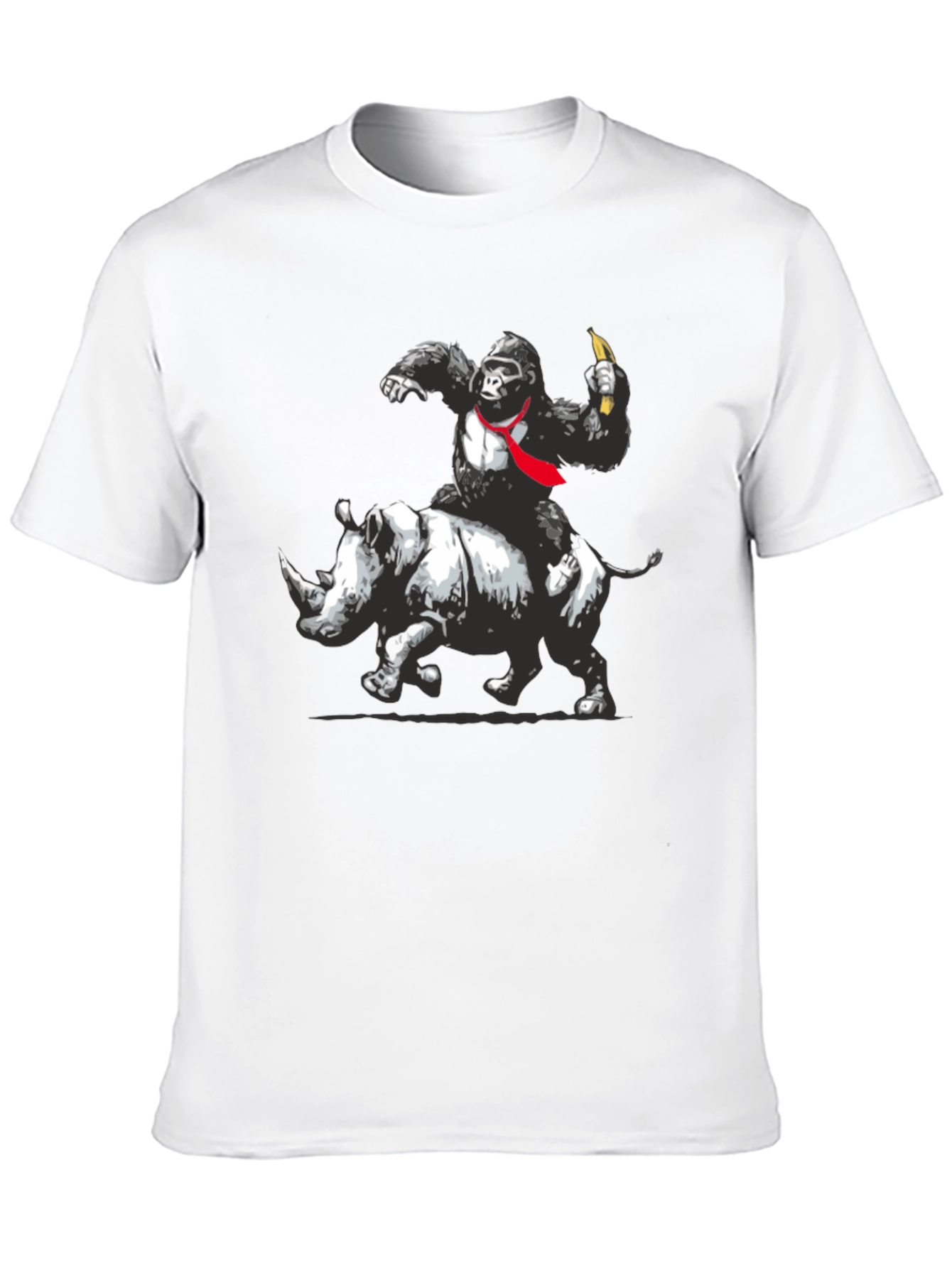Gorilla Riding Rhino Graphic Tee - Black
