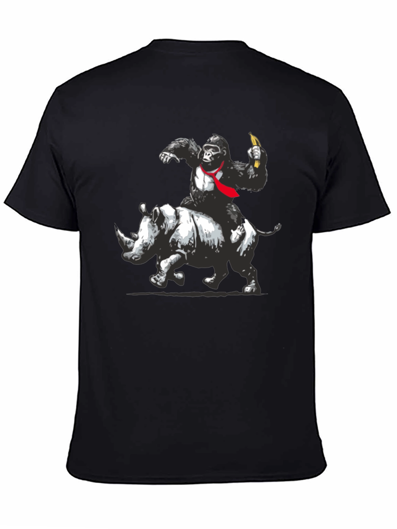 Gorilla Riding Rhino Graphic Tee - Black