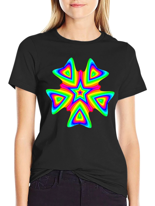 Vivid Psychedelic Starburst Graphic Black T-Shirt