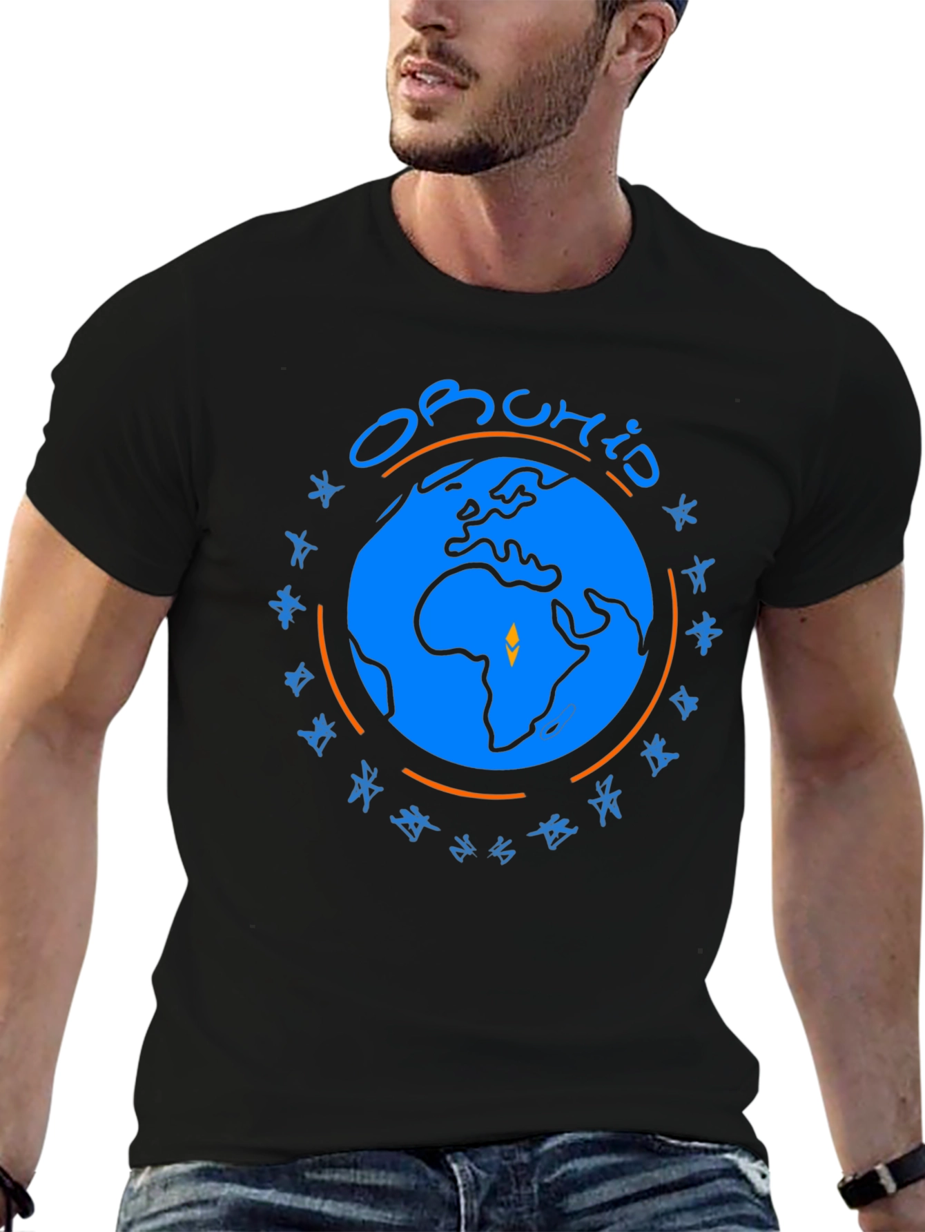 Obuhio Earth Graphic T-Shirt - Black