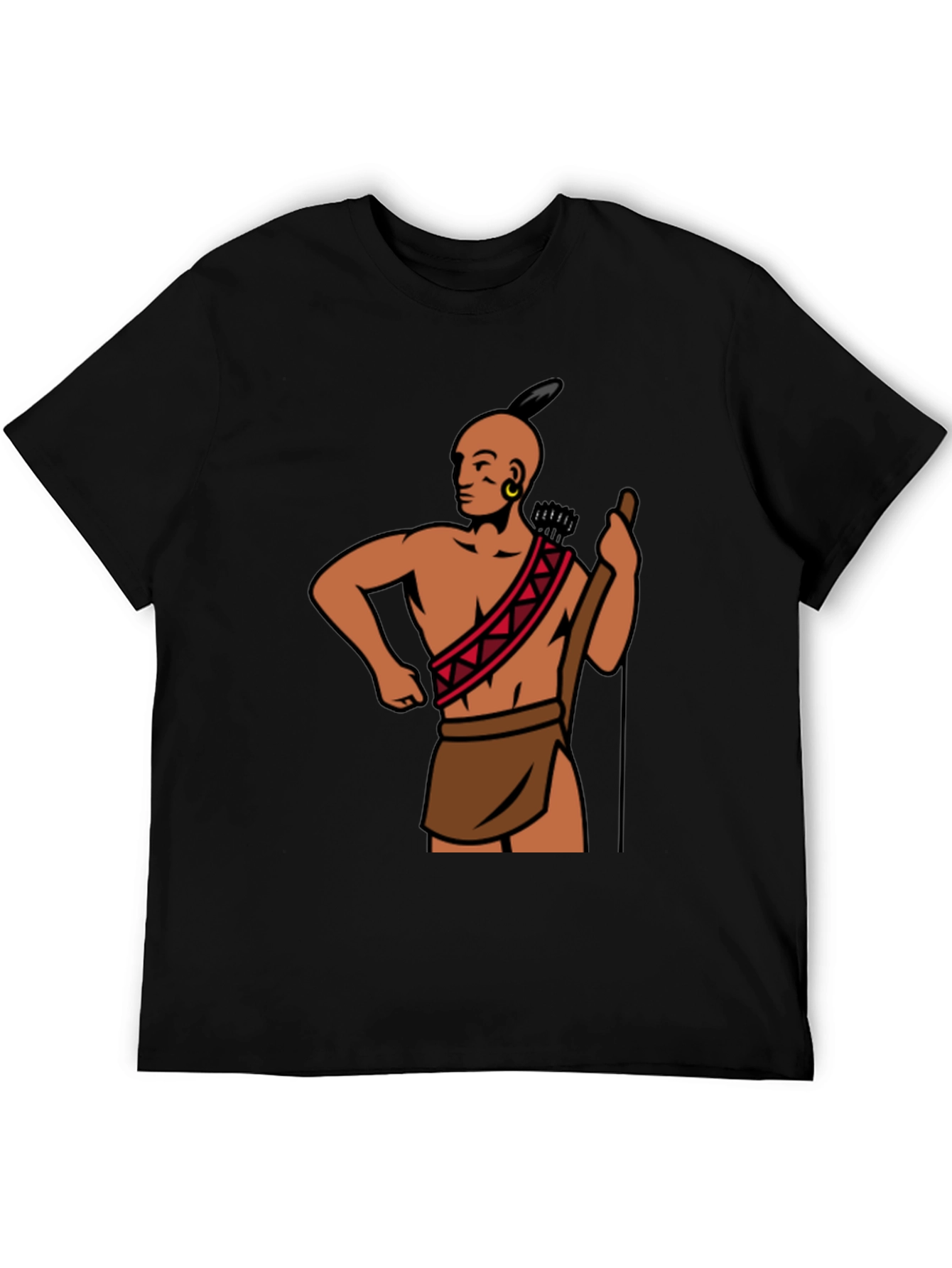 Native American Graphic Print Black T-Shirt