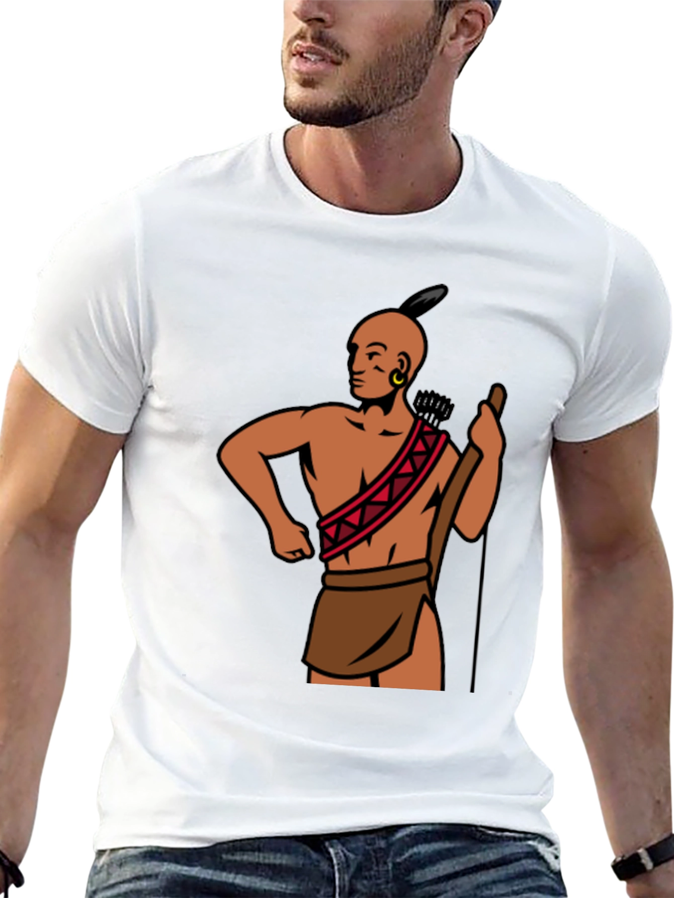 Native American Graphic Print Black T-Shirt