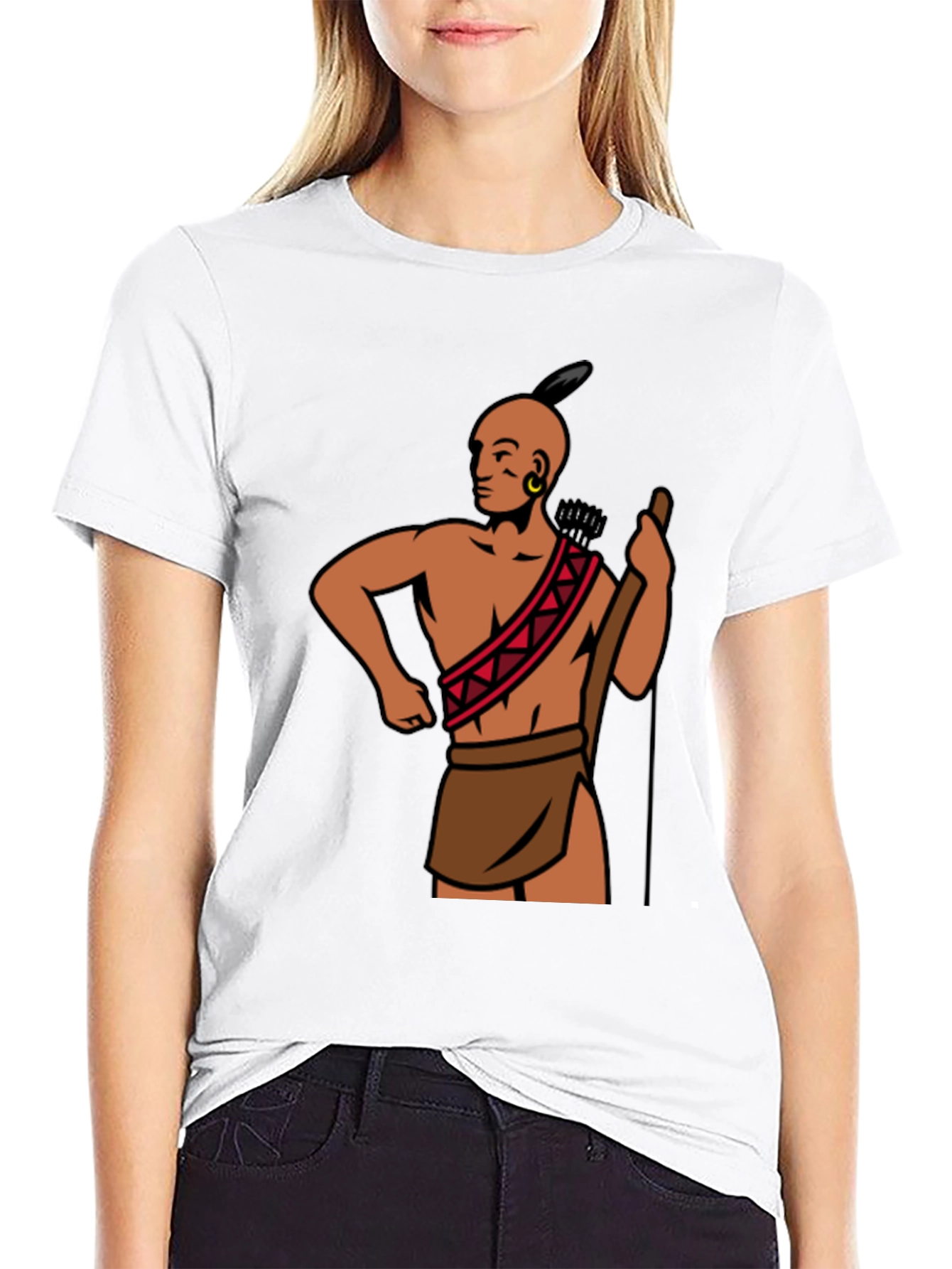 Native American Graphic Print Black T-Shirt