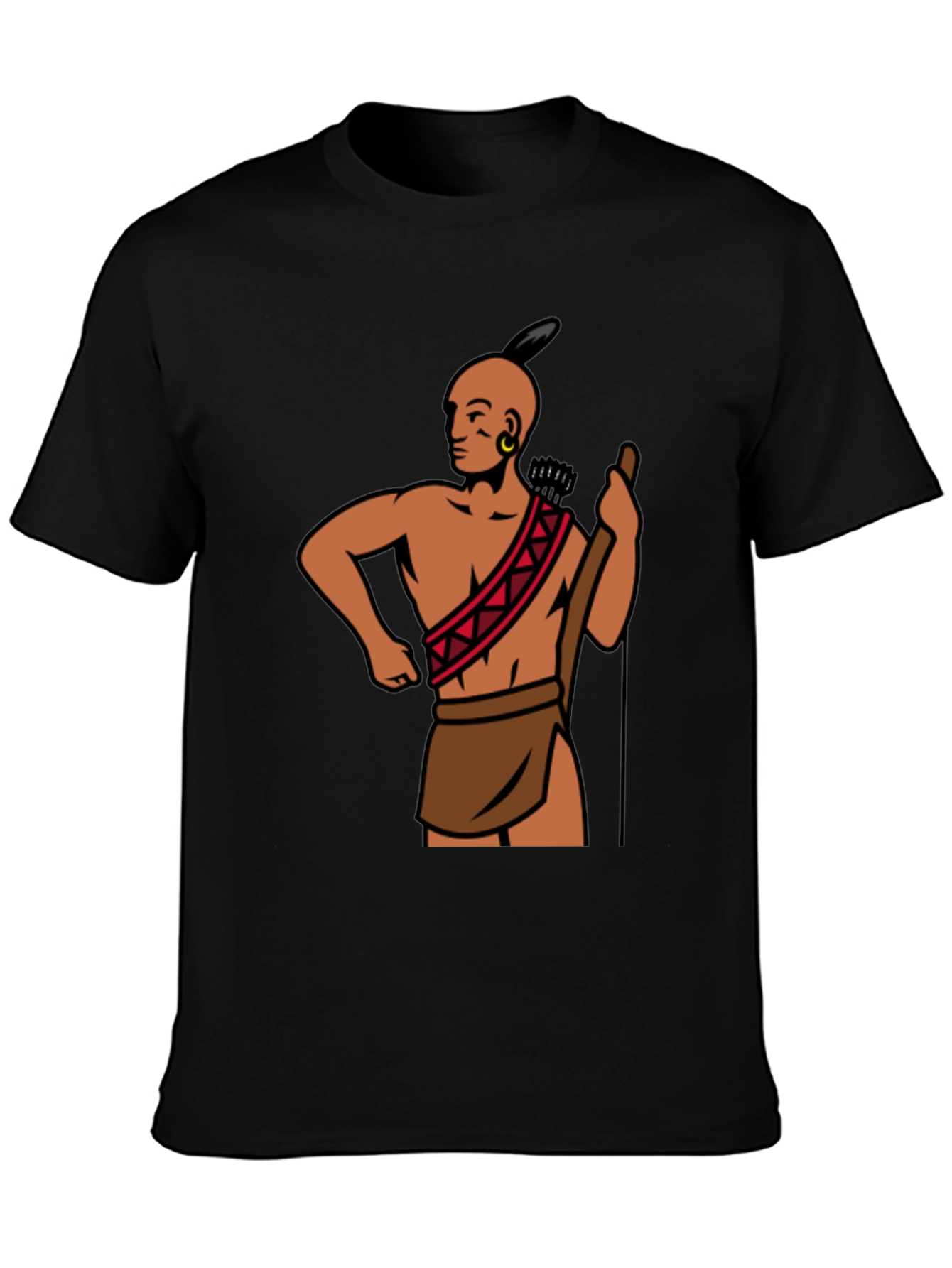 Native American Graphic Print Black T-Shirt