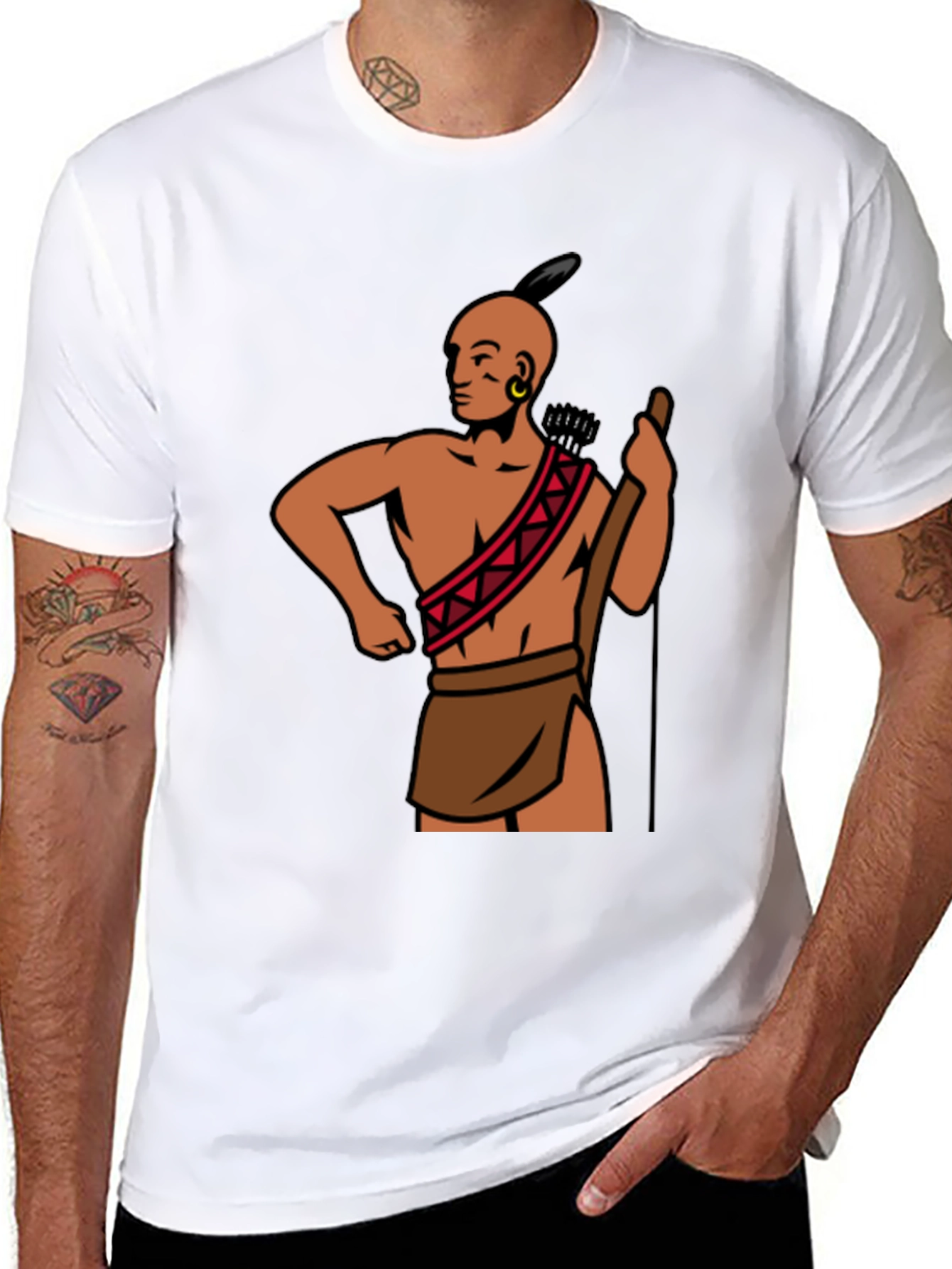 Native American Graphic Print Black T-Shirt