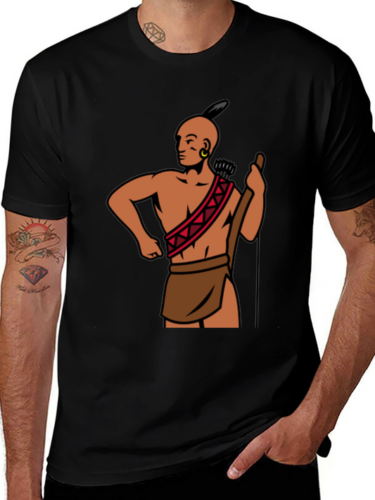 Native American Graphic Print Black T-Shirt