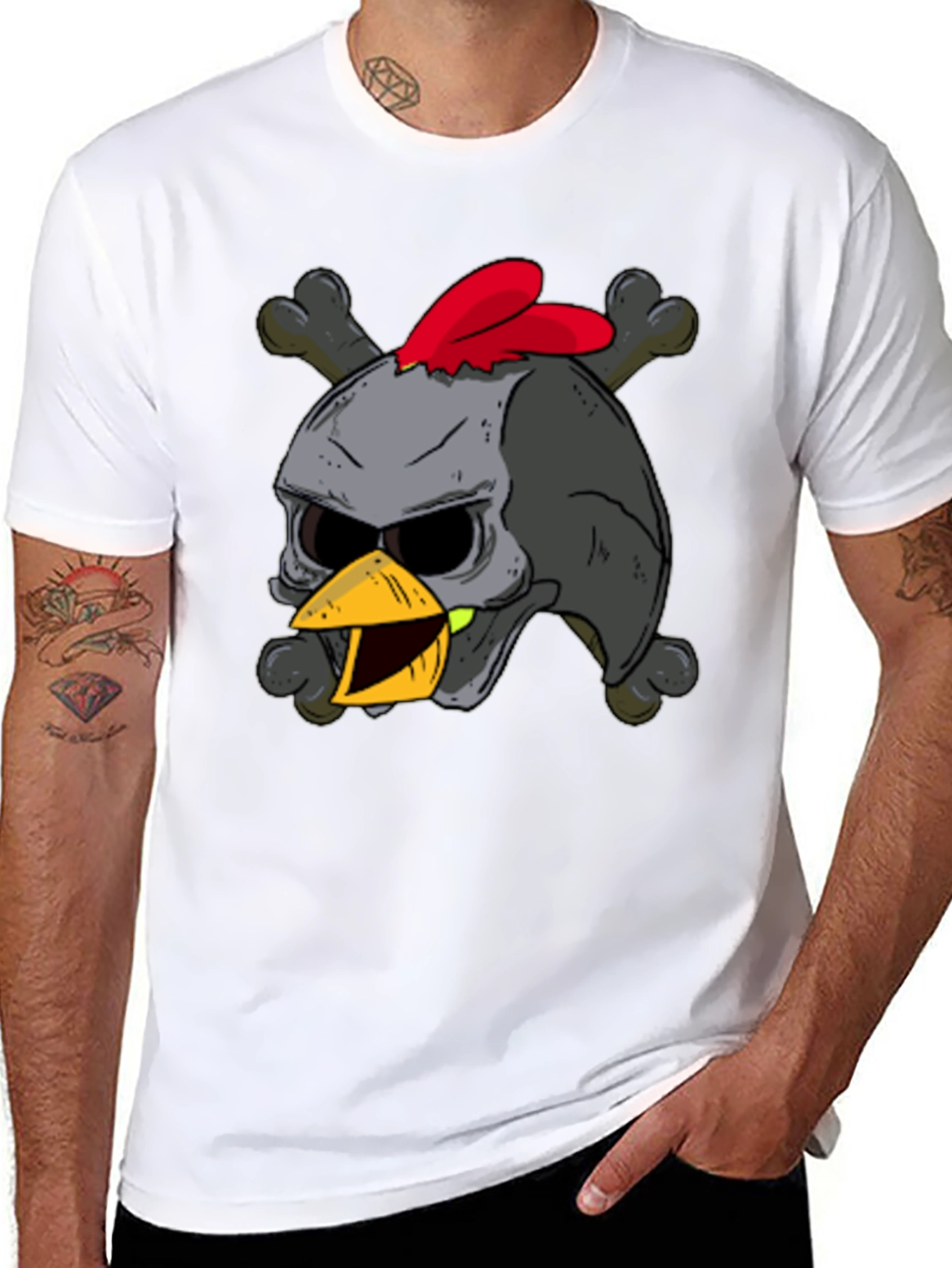 Skull Chicken Graphic T-Shirt - Dark Humor Tee