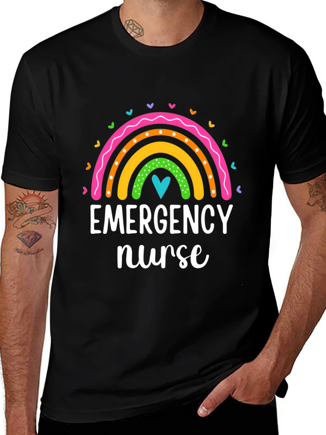 Emergency Nurse Rainbow Heart T-Shirt