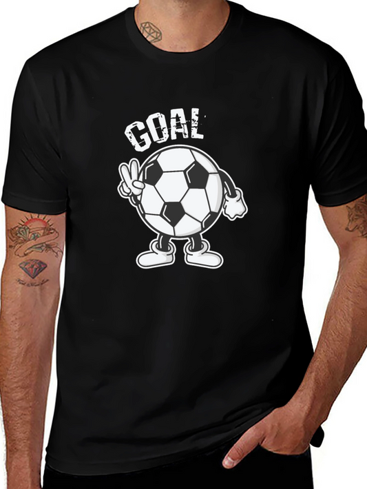 Goal! Soccer Ball Cartoon Mens Black T-Shirt