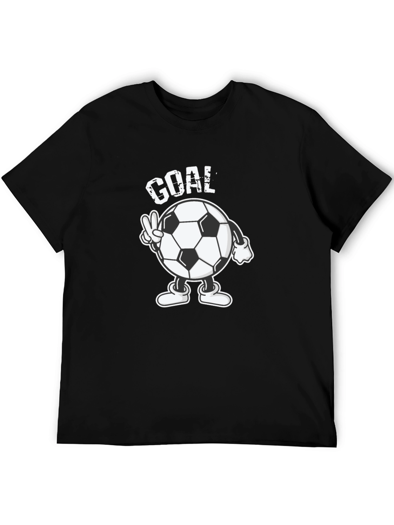Goal! Soccer Ball Cartoon Mens Black T-Shirt