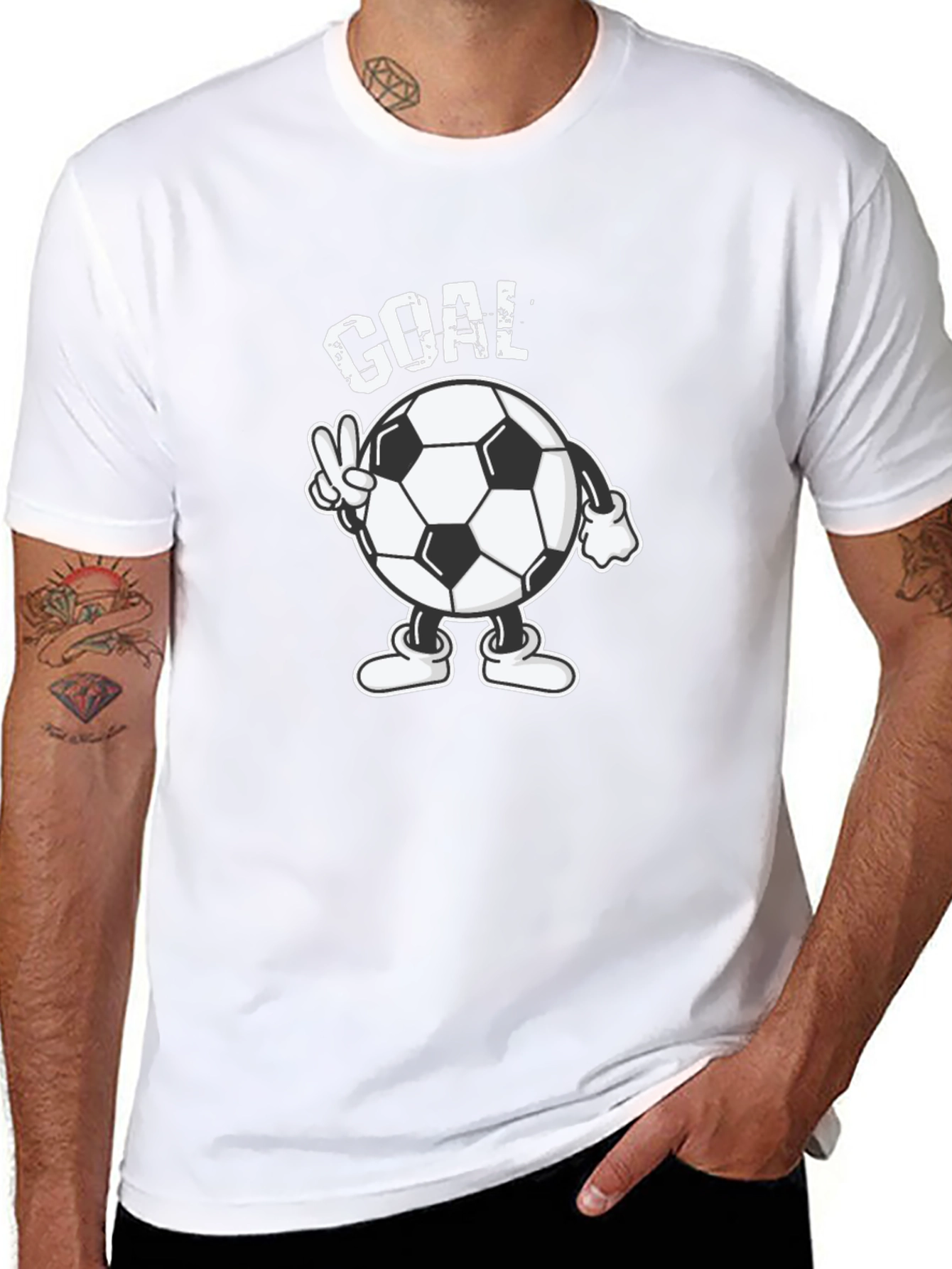 Goal! Soccer Ball Cartoon Mens Black T-Shirt