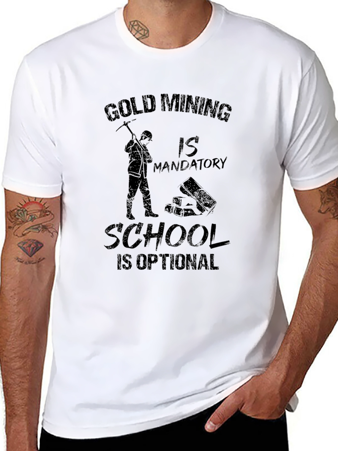 Gold Mining Mandatory Mens Black T-Shirt