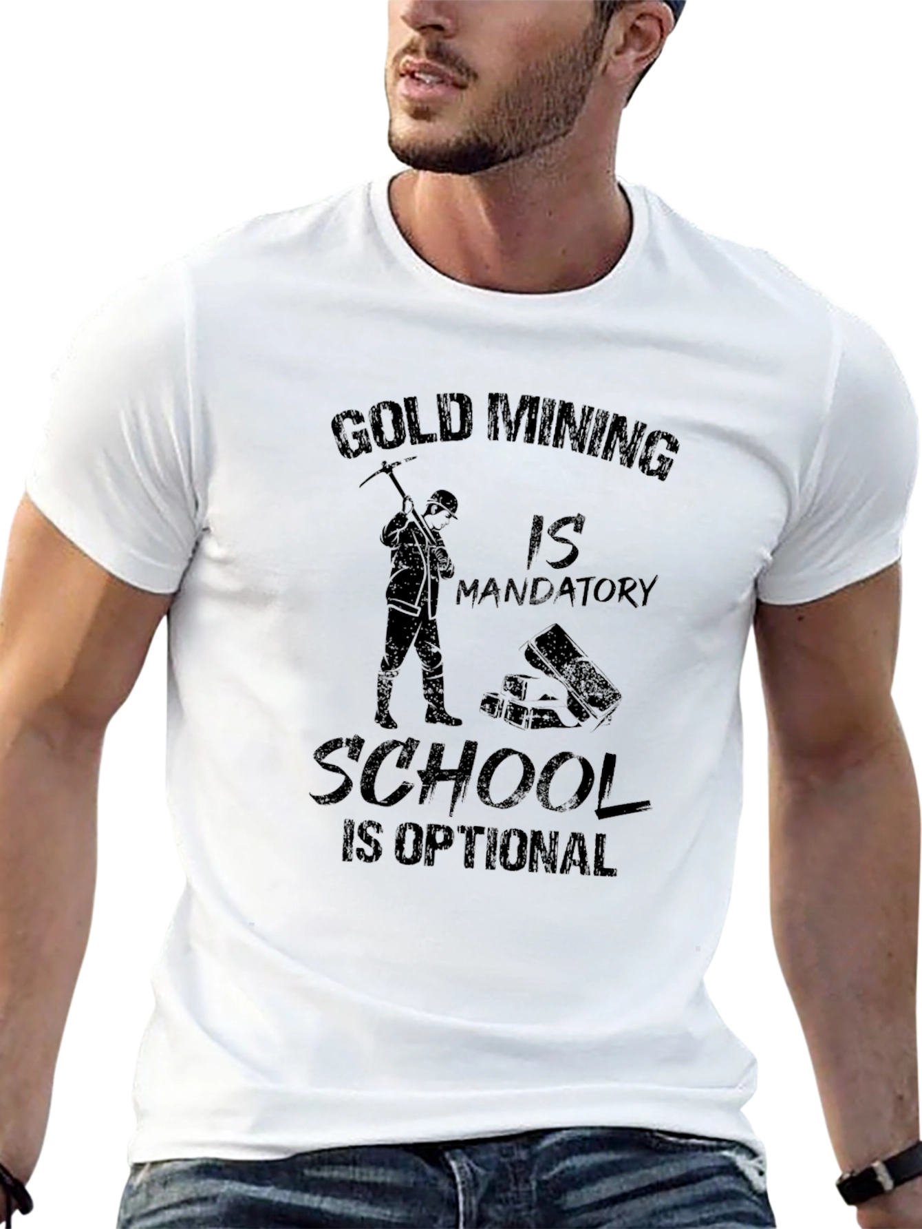 Gold Mining Mandatory Mens Black T-Shirt