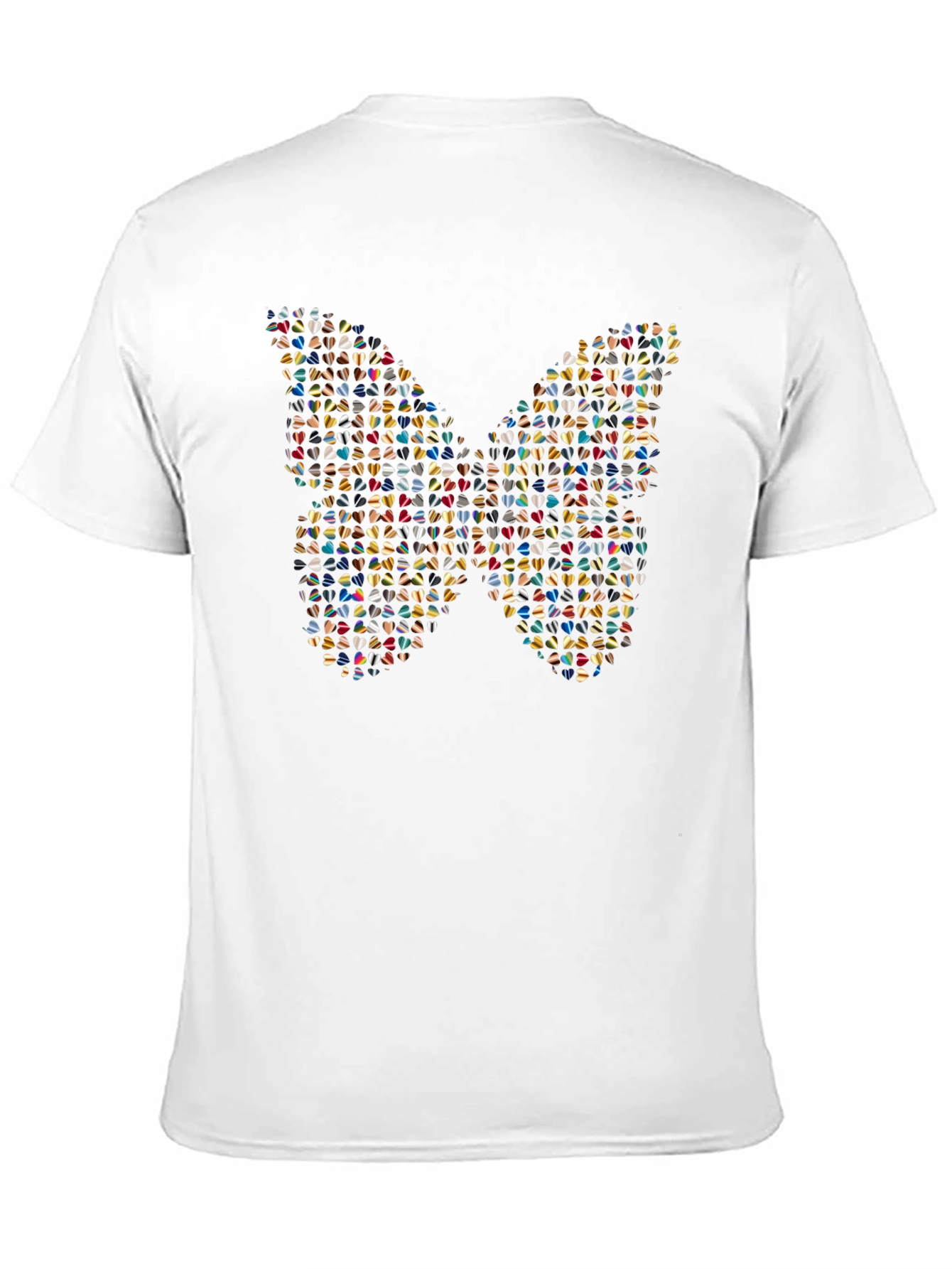 Butterfly Heart Pattern Black T-Shirt