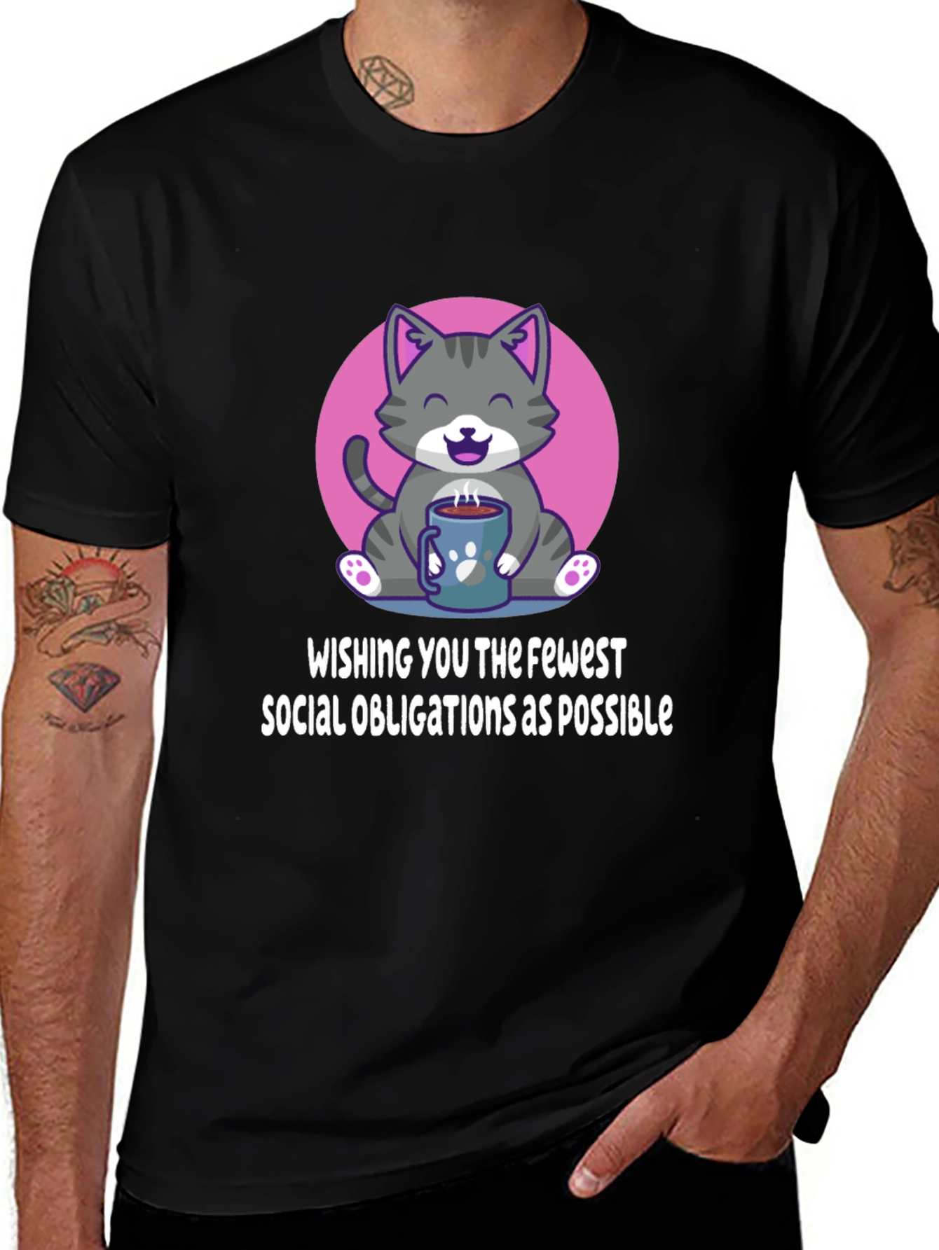 Introvert Cat T-Shirt - Fewer Social Obligations Tee