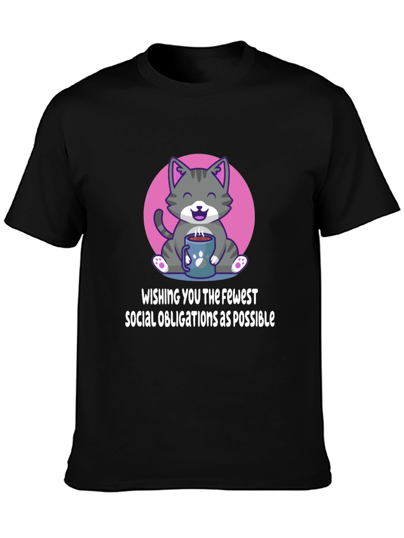 Introvert Cat T-Shirt - Fewer Social Obligations Tee