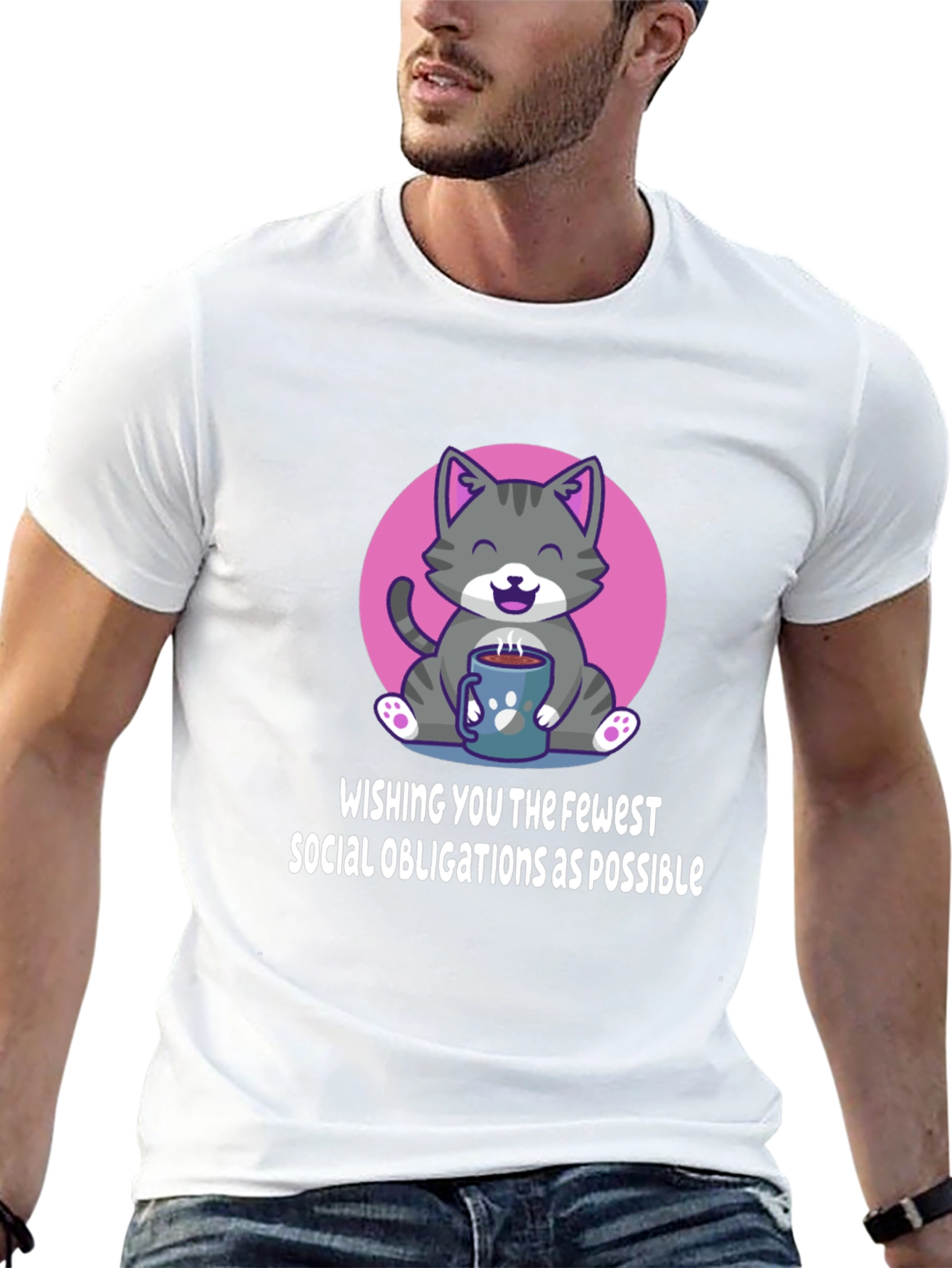 Introvert Cat T-Shirt - Fewer Social Obligations Tee
