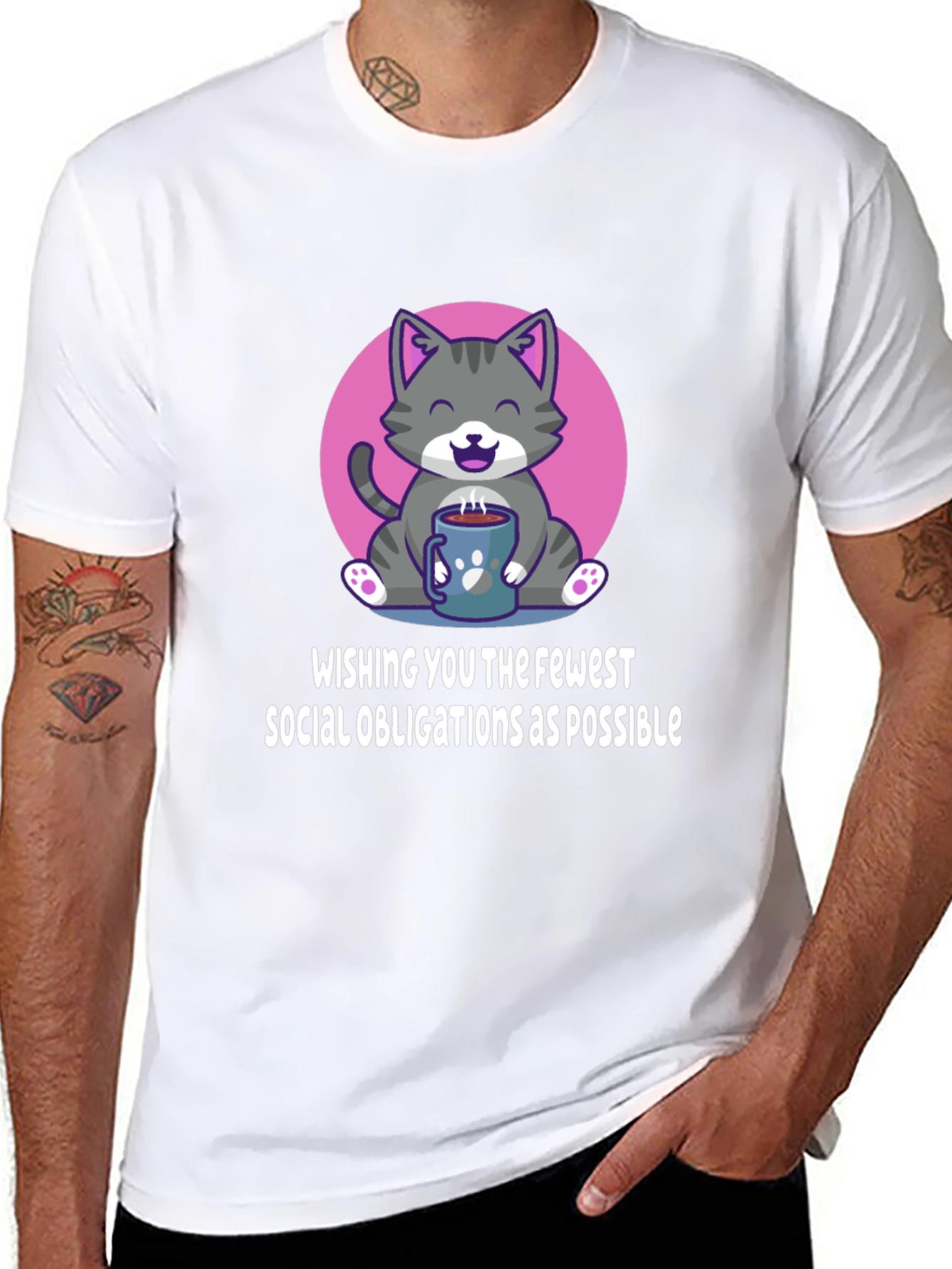 Introvert Cat T-Shirt - Fewer Social Obligations Tee