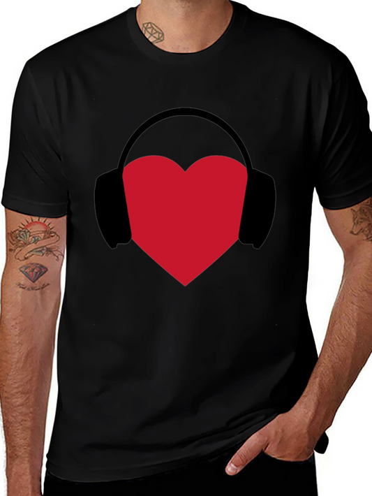 Heart Headphones Graphic Tee - Music Lover T-Shirt