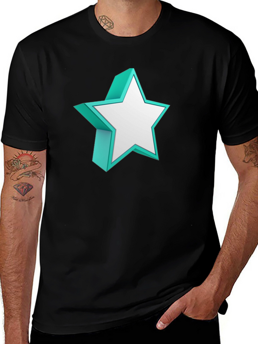3D Star Graphic Black T-Shirt