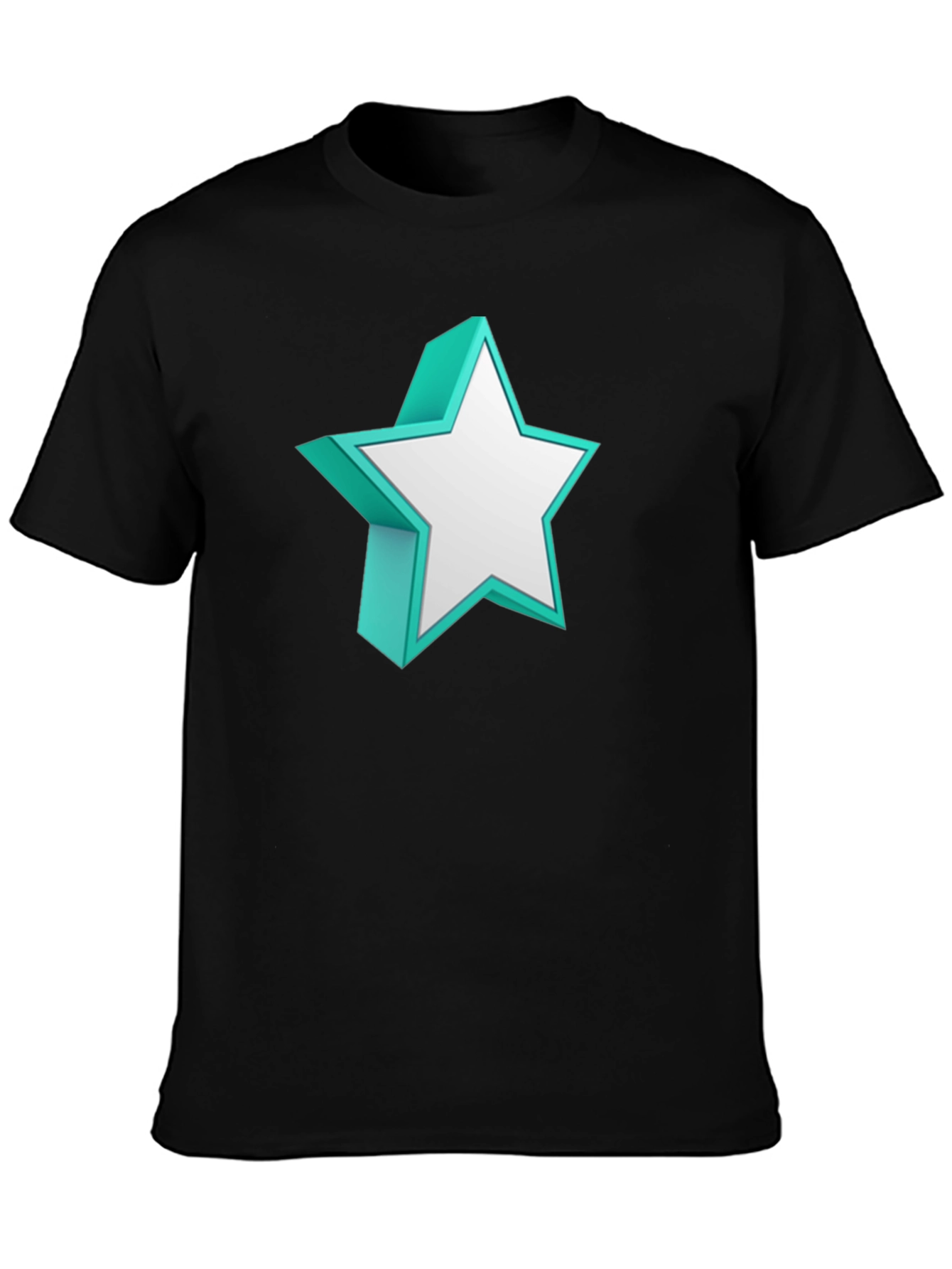 3D Star Graphic Black T-Shirt