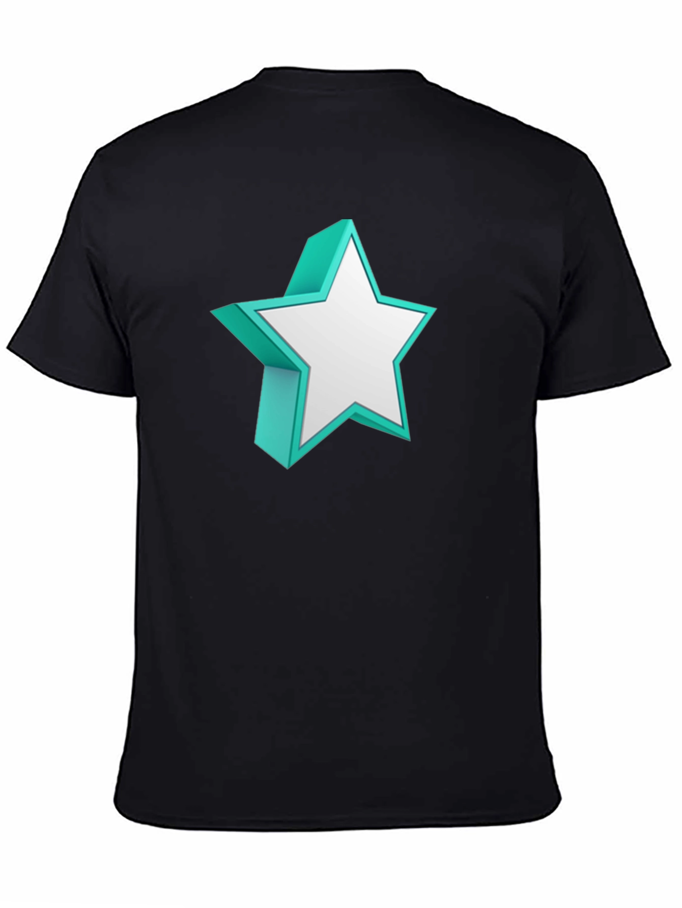 3D Star Graphic Black T-Shirt