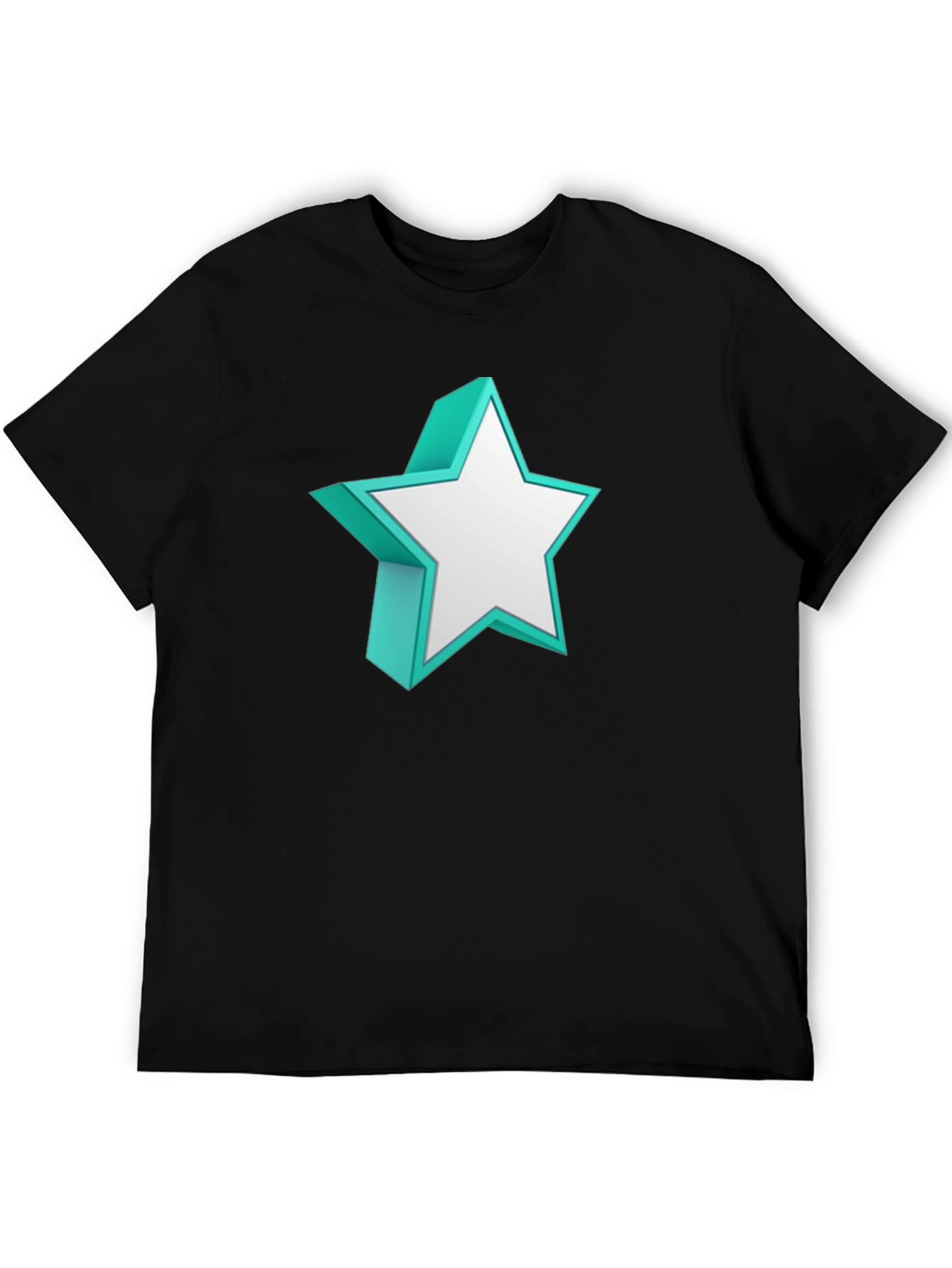 3D Star Graphic Black T-Shirt