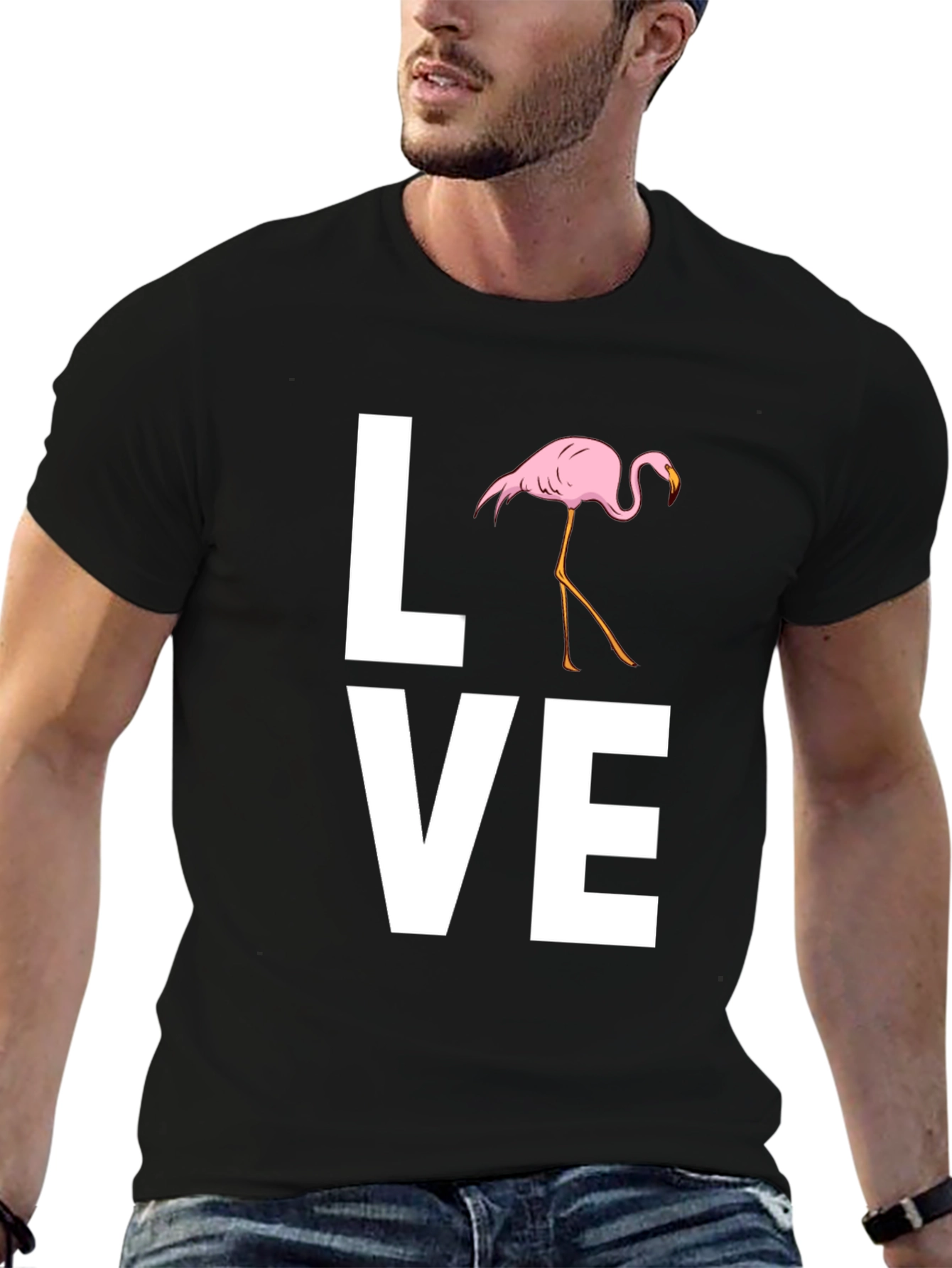 Love Flamingo Graphic T-Shirt - Stylish Mens Tee