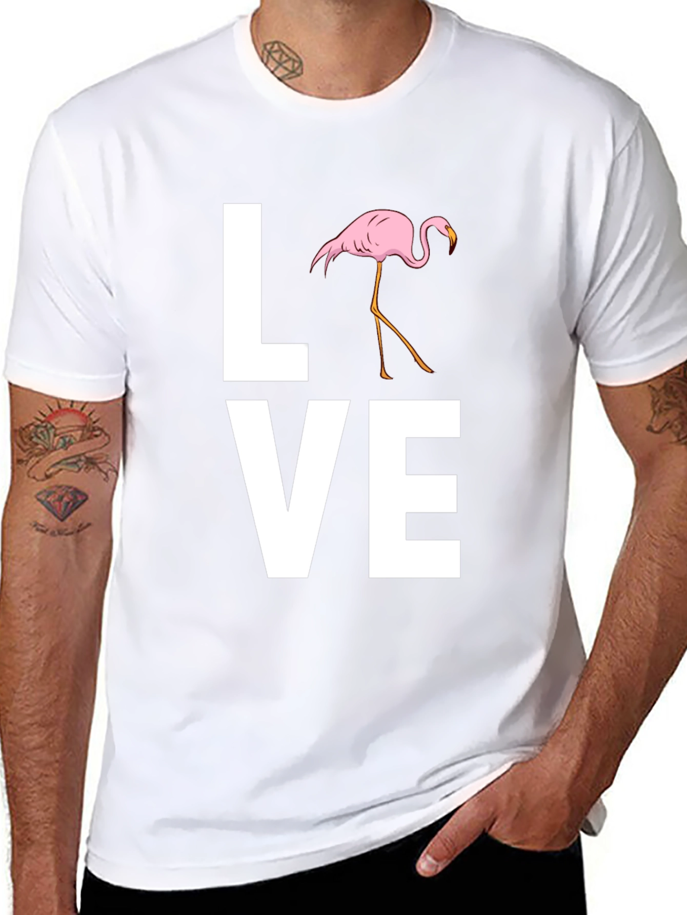 Love Flamingo Graphic T-Shirt - Stylish Mens Tee