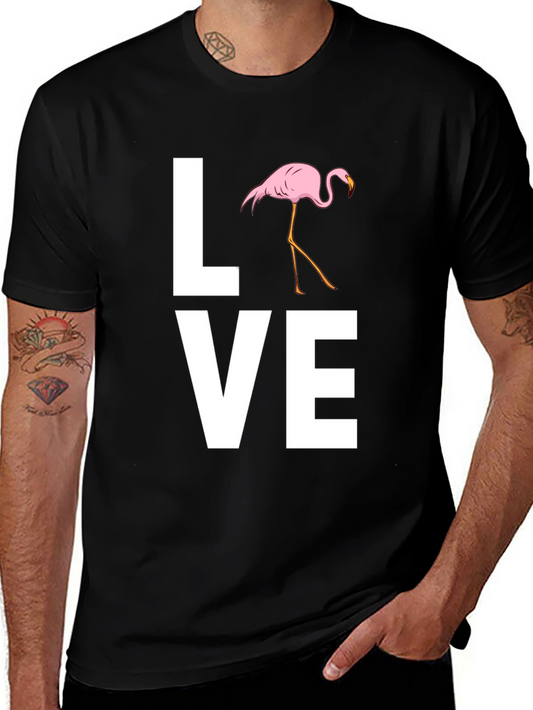 Love Flamingo Graphic T-Shirt - Stylish Mens Tee