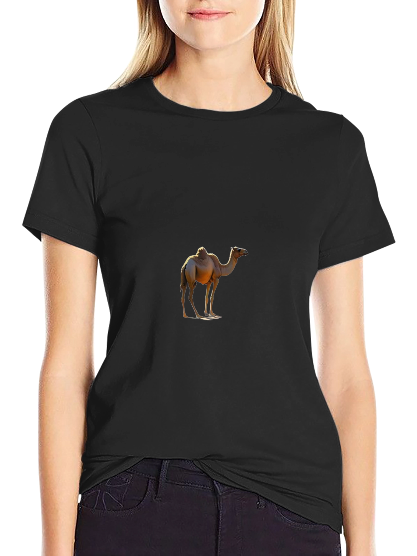 Camel Graphic Print Mens Black T-Shirt