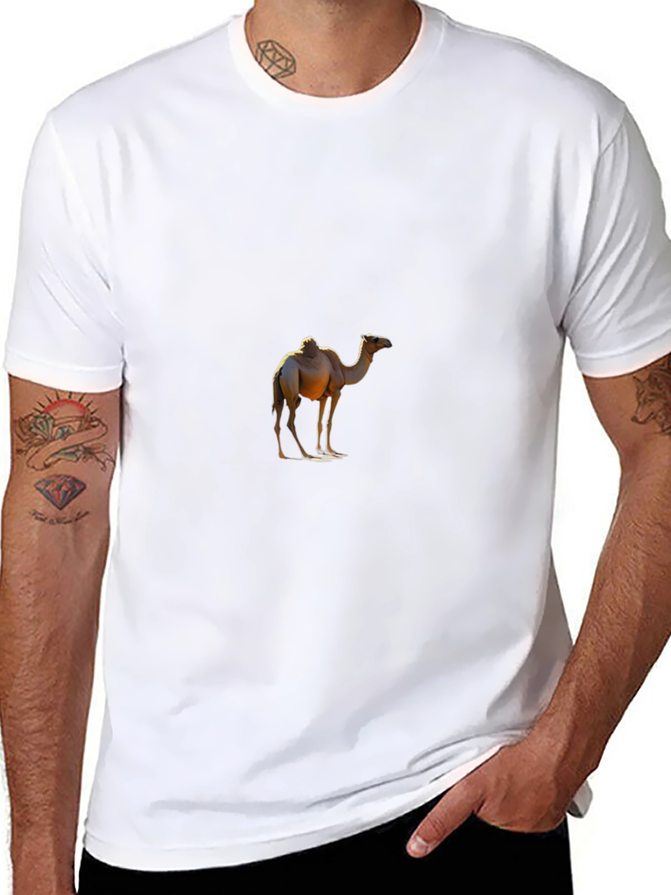Camel Graphic Print Mens Black T-Shirt