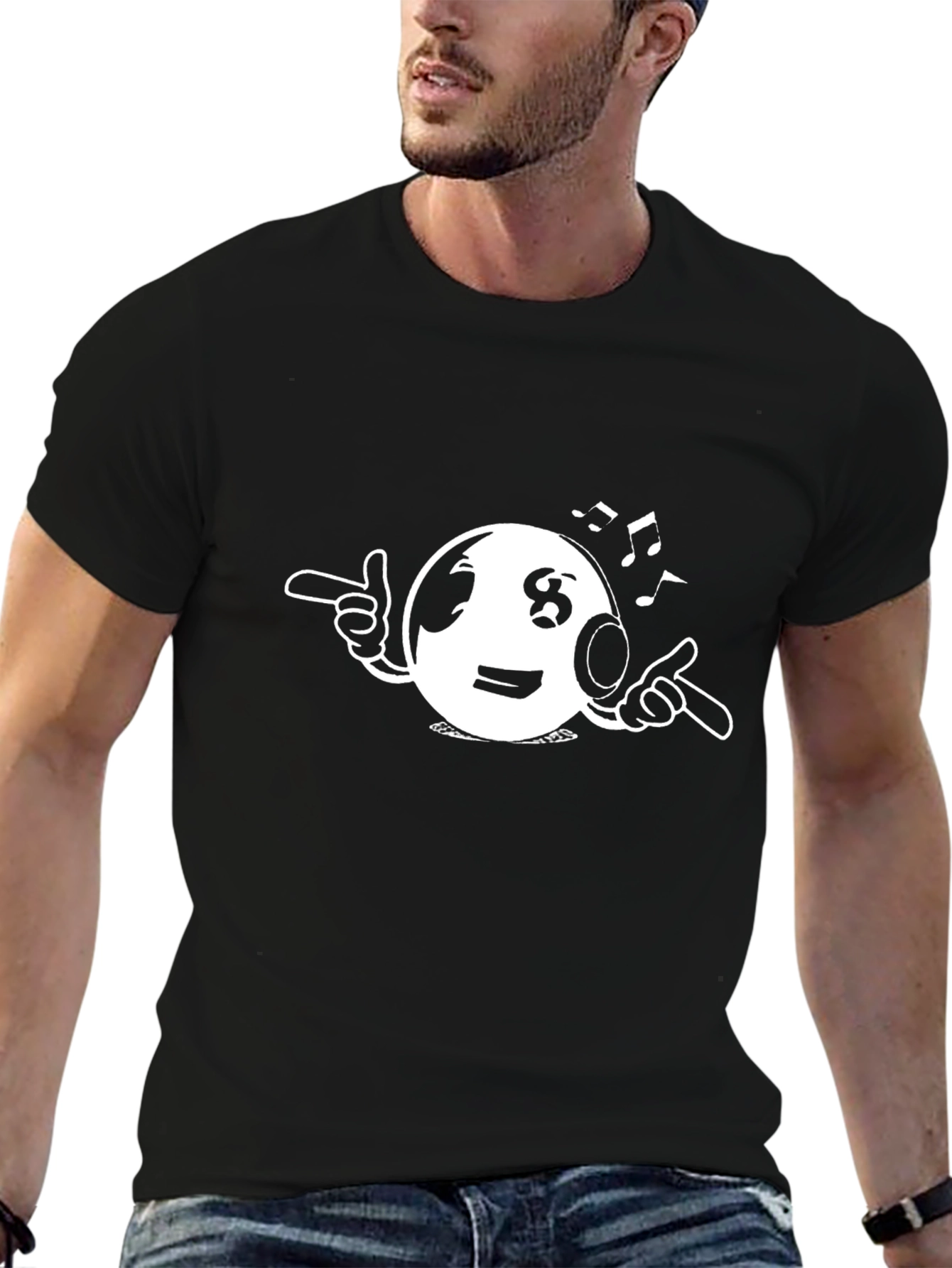 Funky Black Graphic Tee - DJ Eight Ball