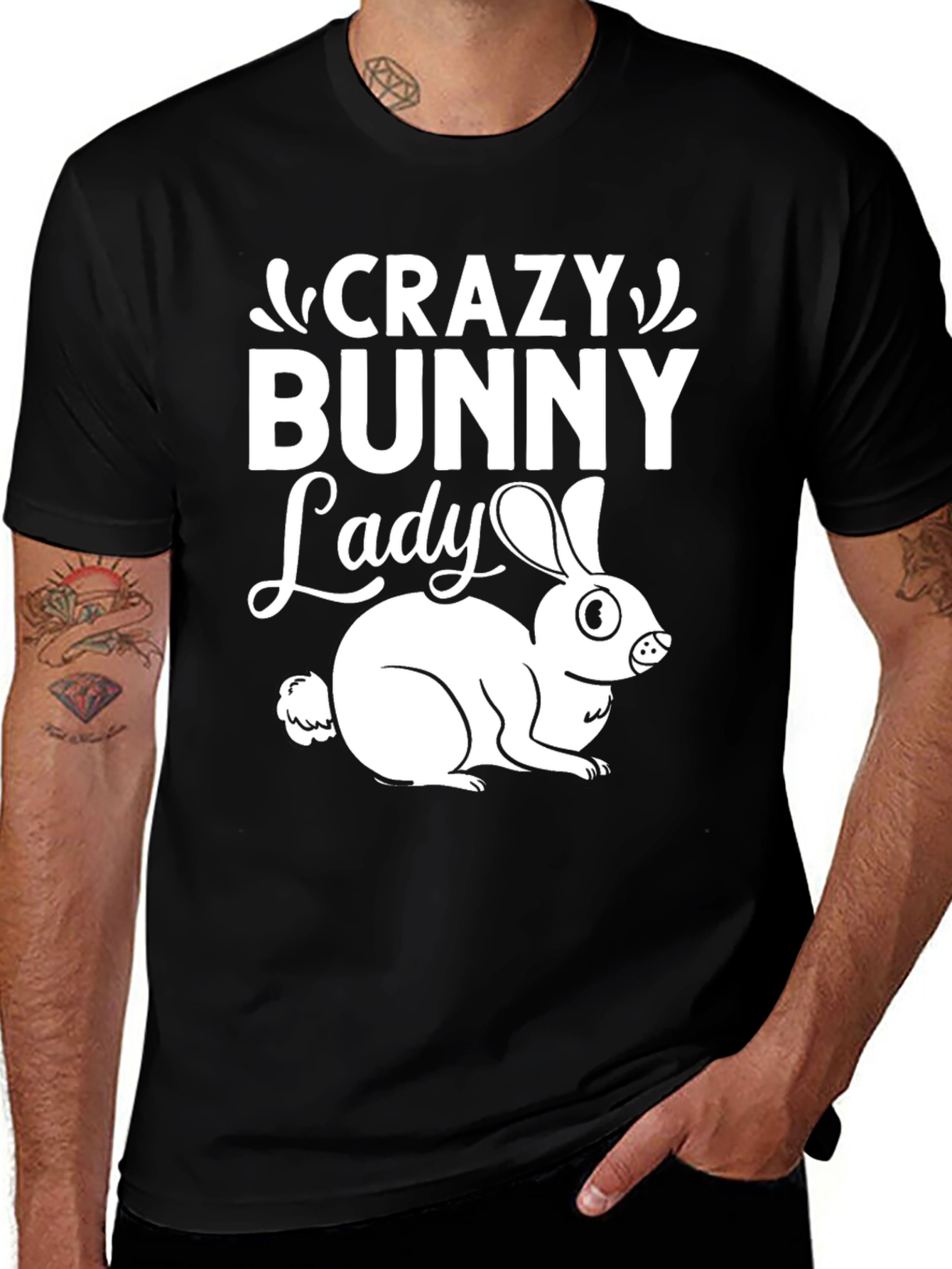 Crazy Bunny Lady Graphic T-Shirt