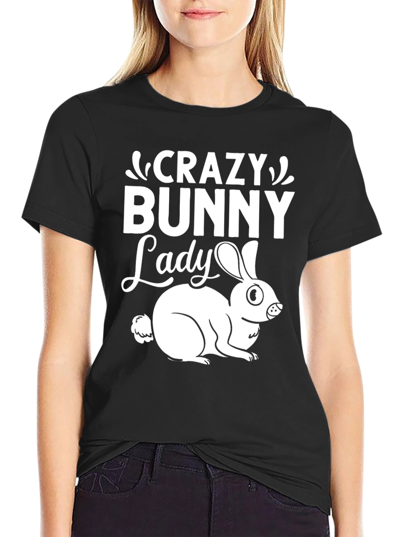 Crazy Bunny Lady Graphic T-Shirt