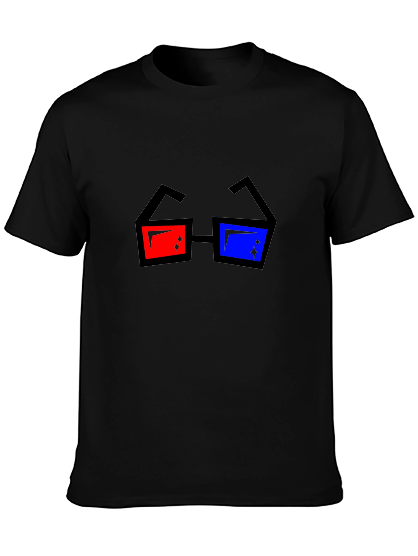 Retro 3D Glasses Graphic Black T-Shirt