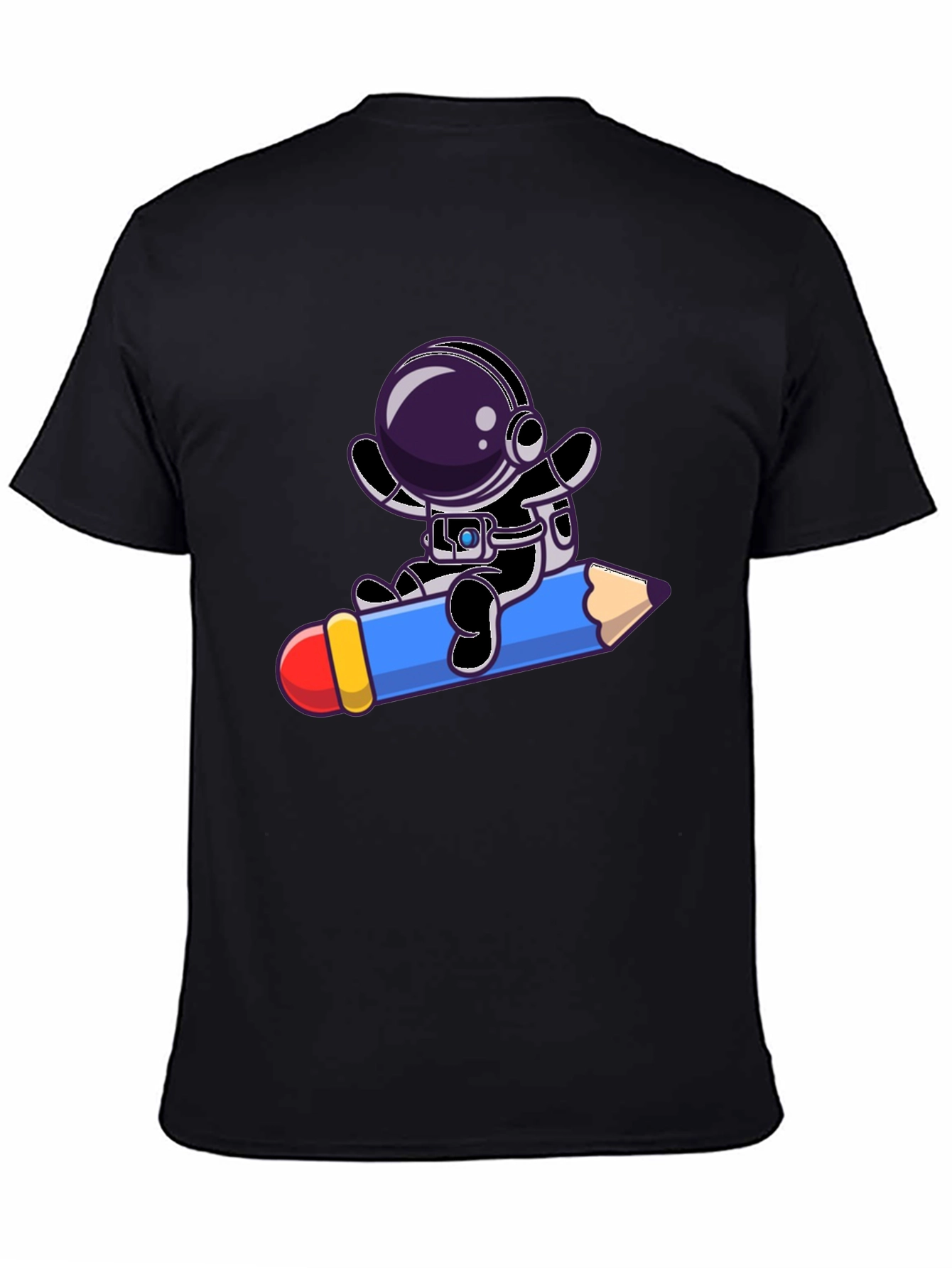 Astronaut Riding Pencil Graphic Tee - Black