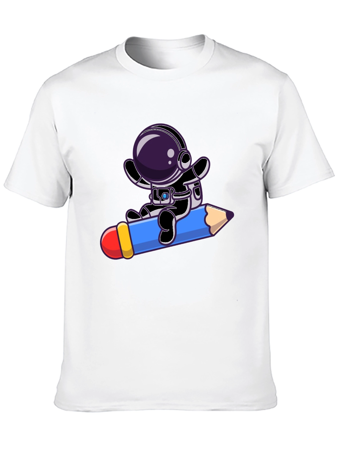 Astronaut Riding Pencil Graphic Tee - Black