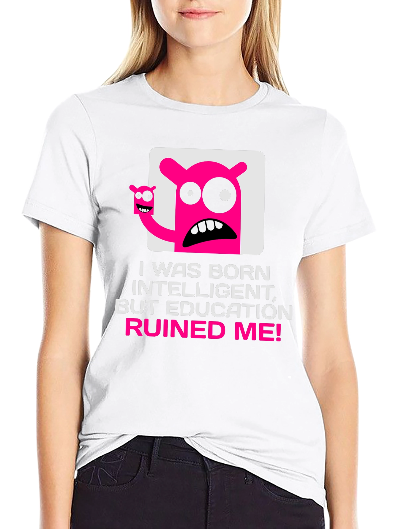 Intelligent Ruined by Education Graphic T-Shirt