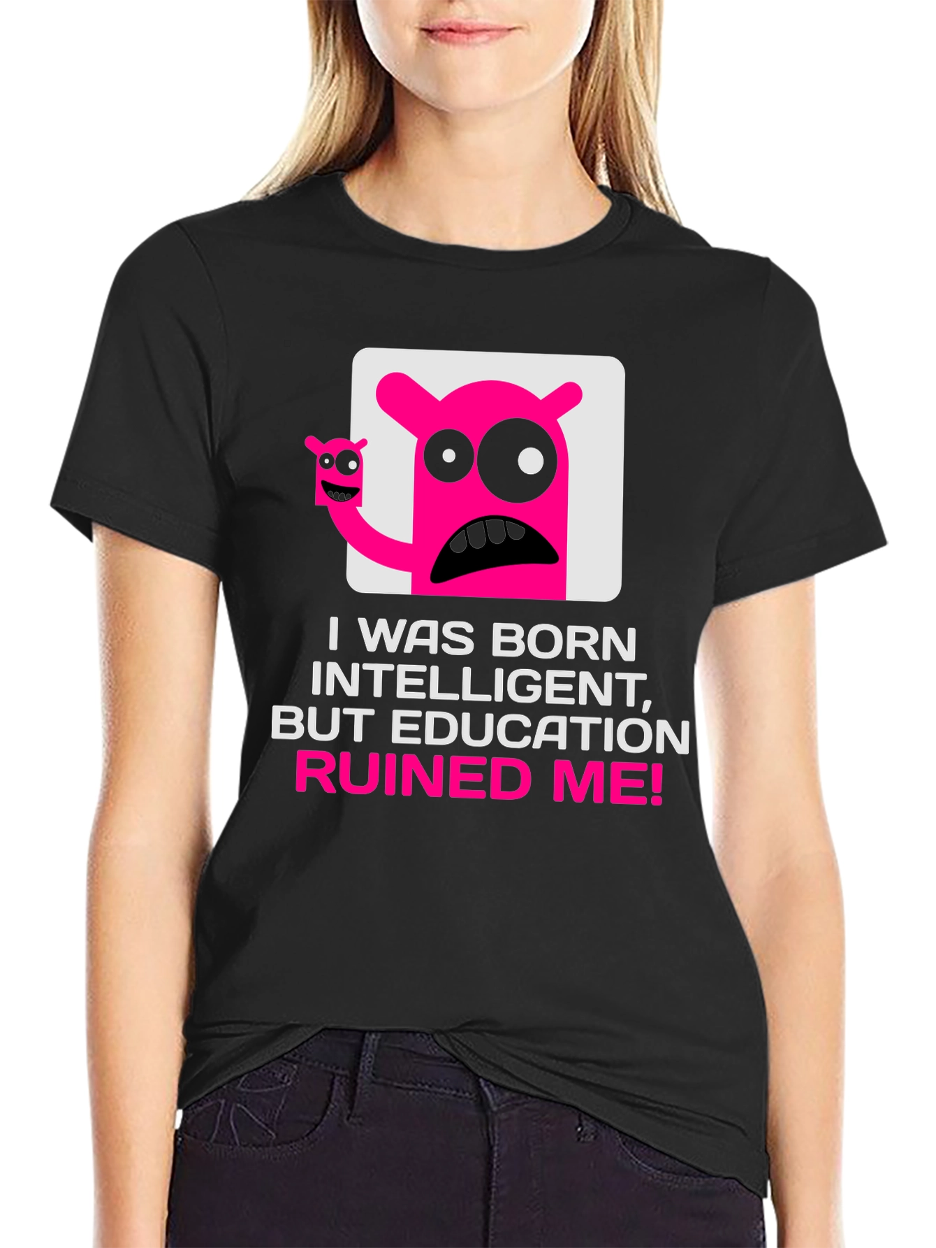 Intelligent Ruined by Education Graphic T-Shirt