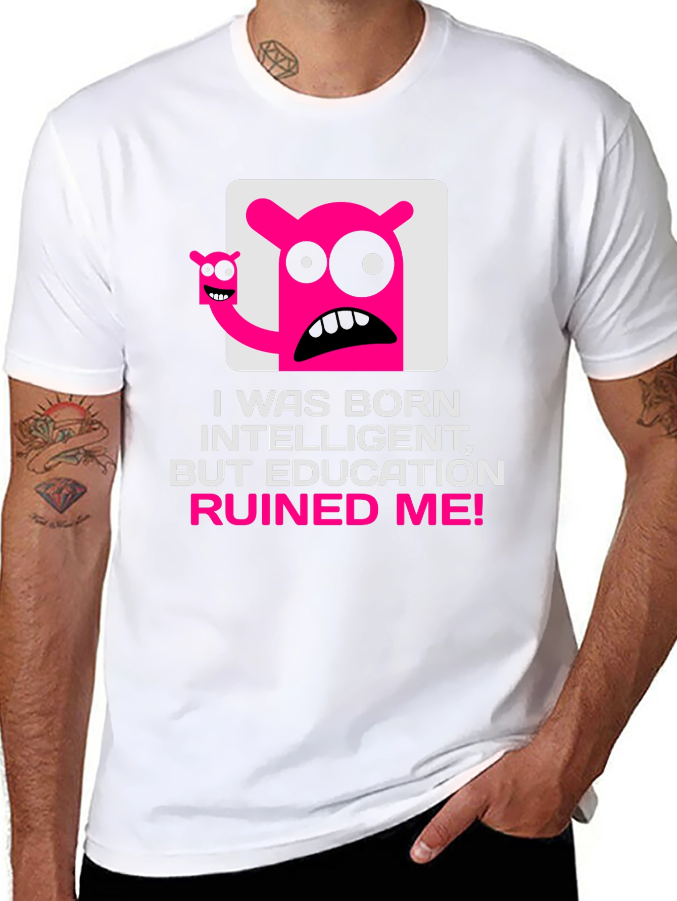 Intelligent Ruined by Education Graphic T-Shirt