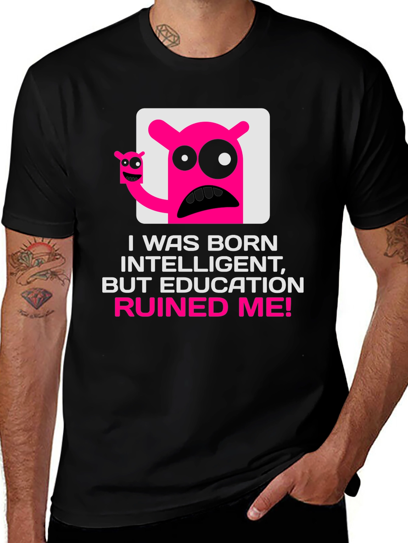 Intelligent Ruined by Education Graphic T-Shirt